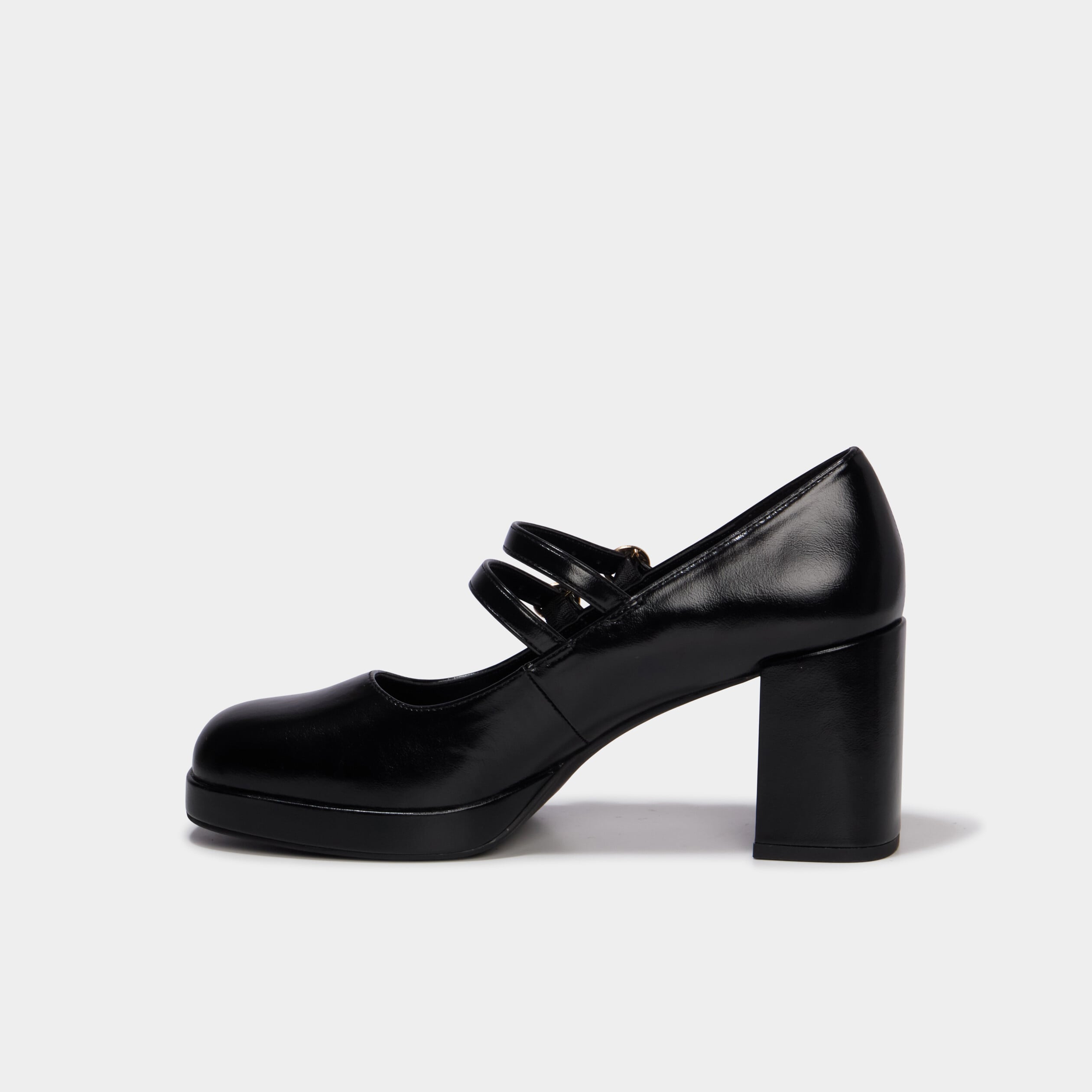 Escarpin &agrave; double bride talon bloc noir femme