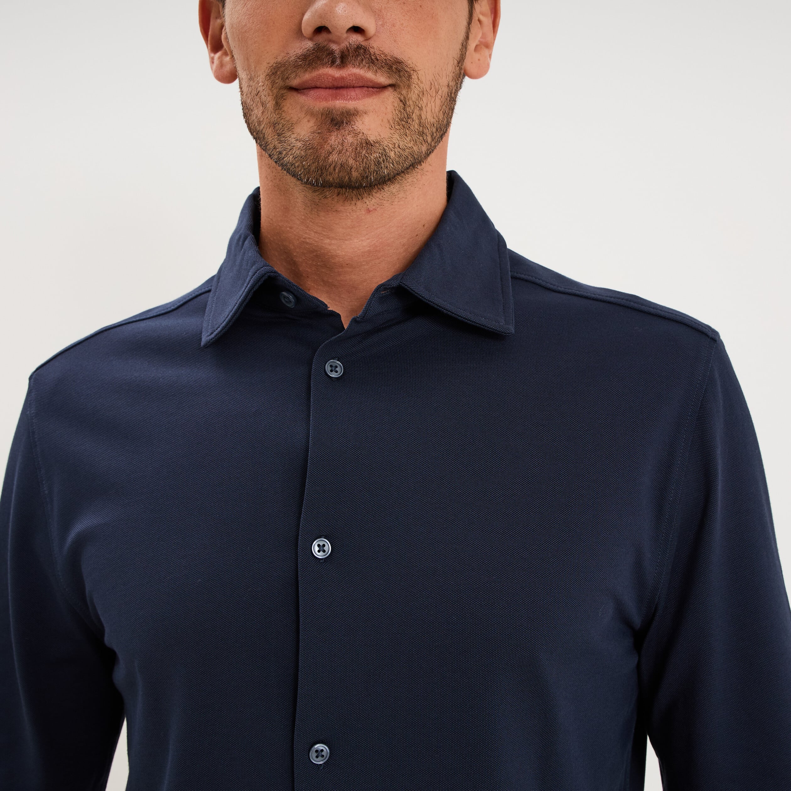 Chemise droite &agrave; manches longues bleu p&eacute;trole homme