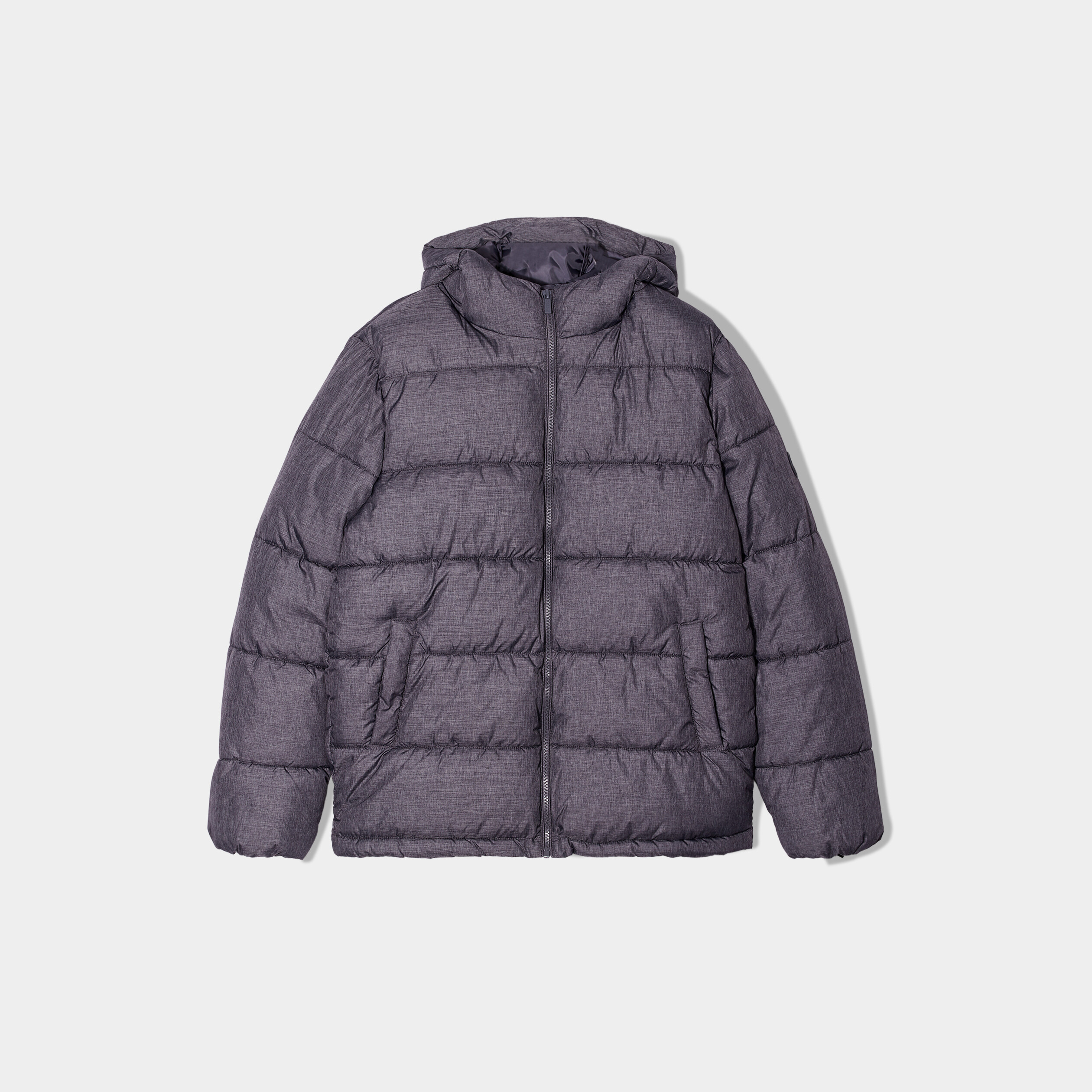 Doudoune doubl&eacute;e zipp&eacute;e &agrave; capuche gris fonc&eacute; homme