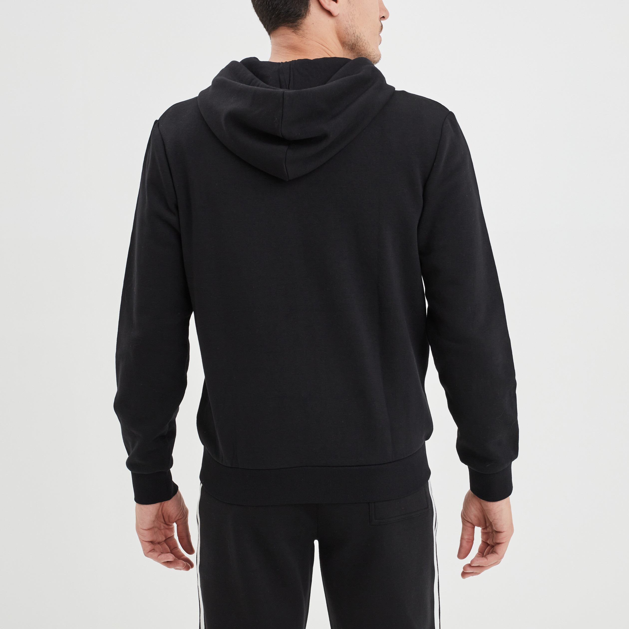 Sweat zipp&eacute; molleton &agrave; capuche noir homme