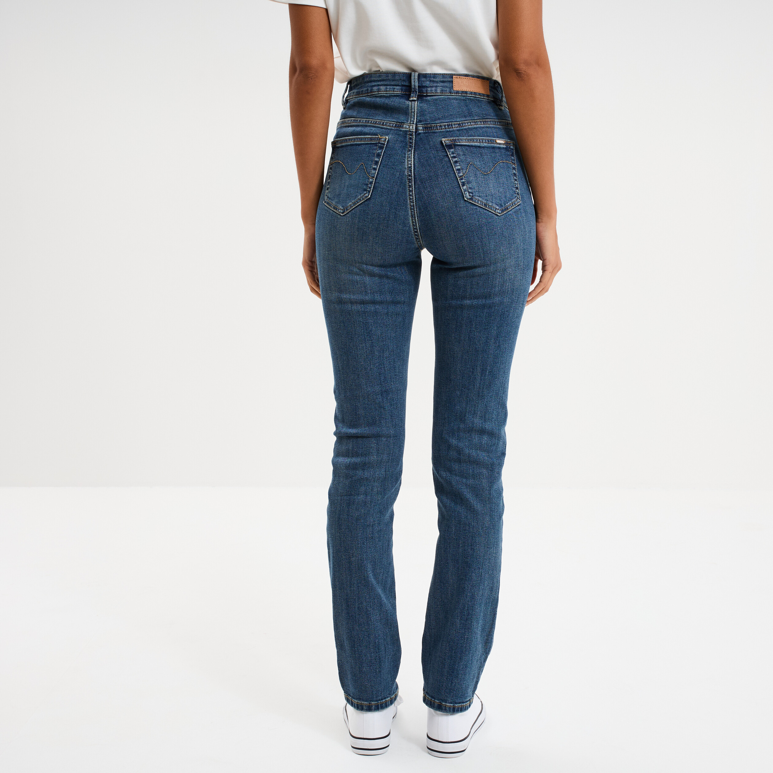 Jeans regular 5 poches coton denim dirty femme