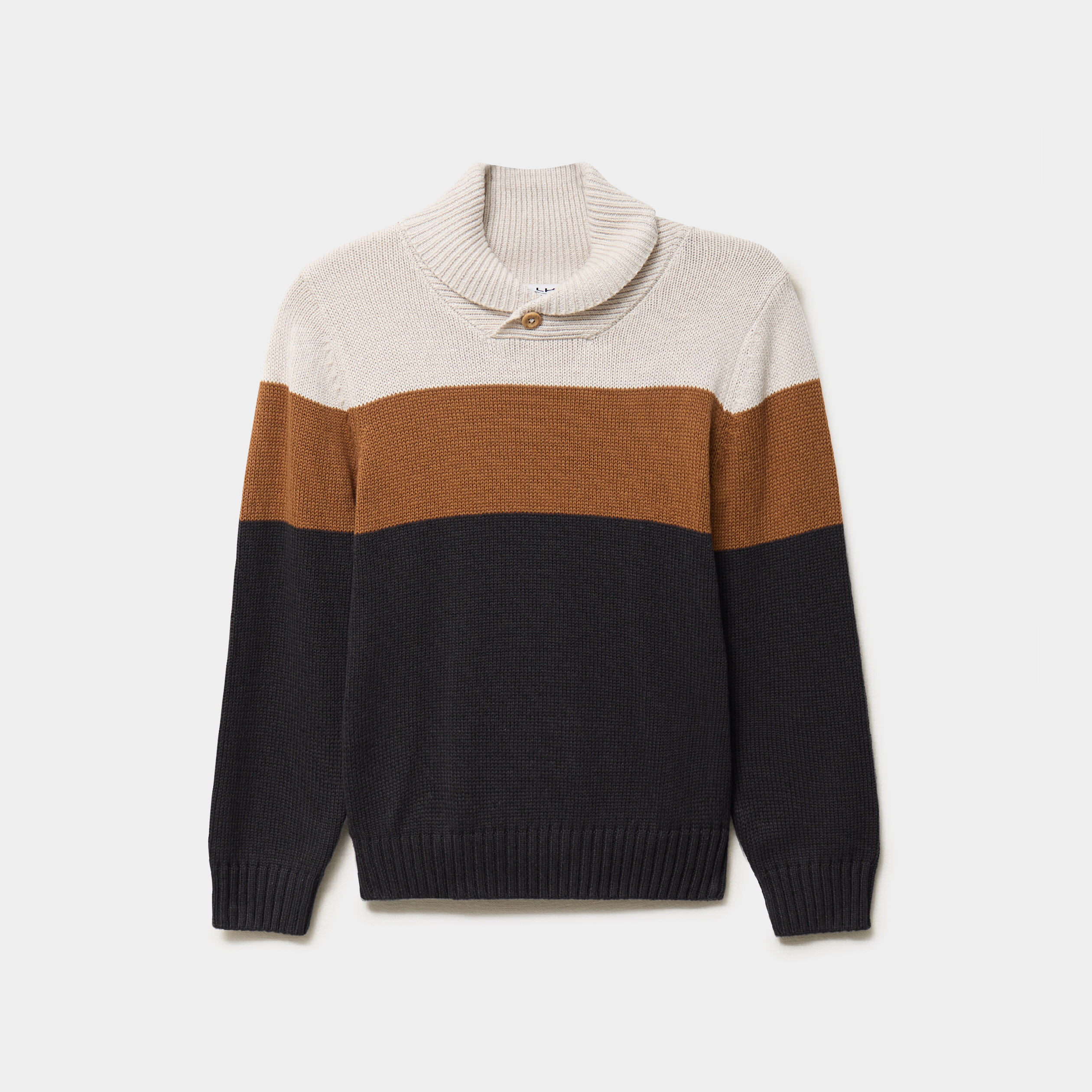 Pull col ch&acirc;le manches longues coton gris fonc&eacute; gar&ccedil;on