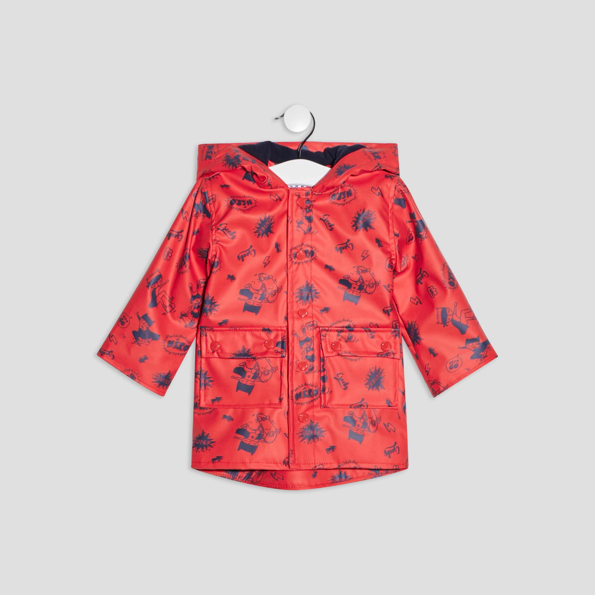 Parka droite à capuche rouge bébé garçon
