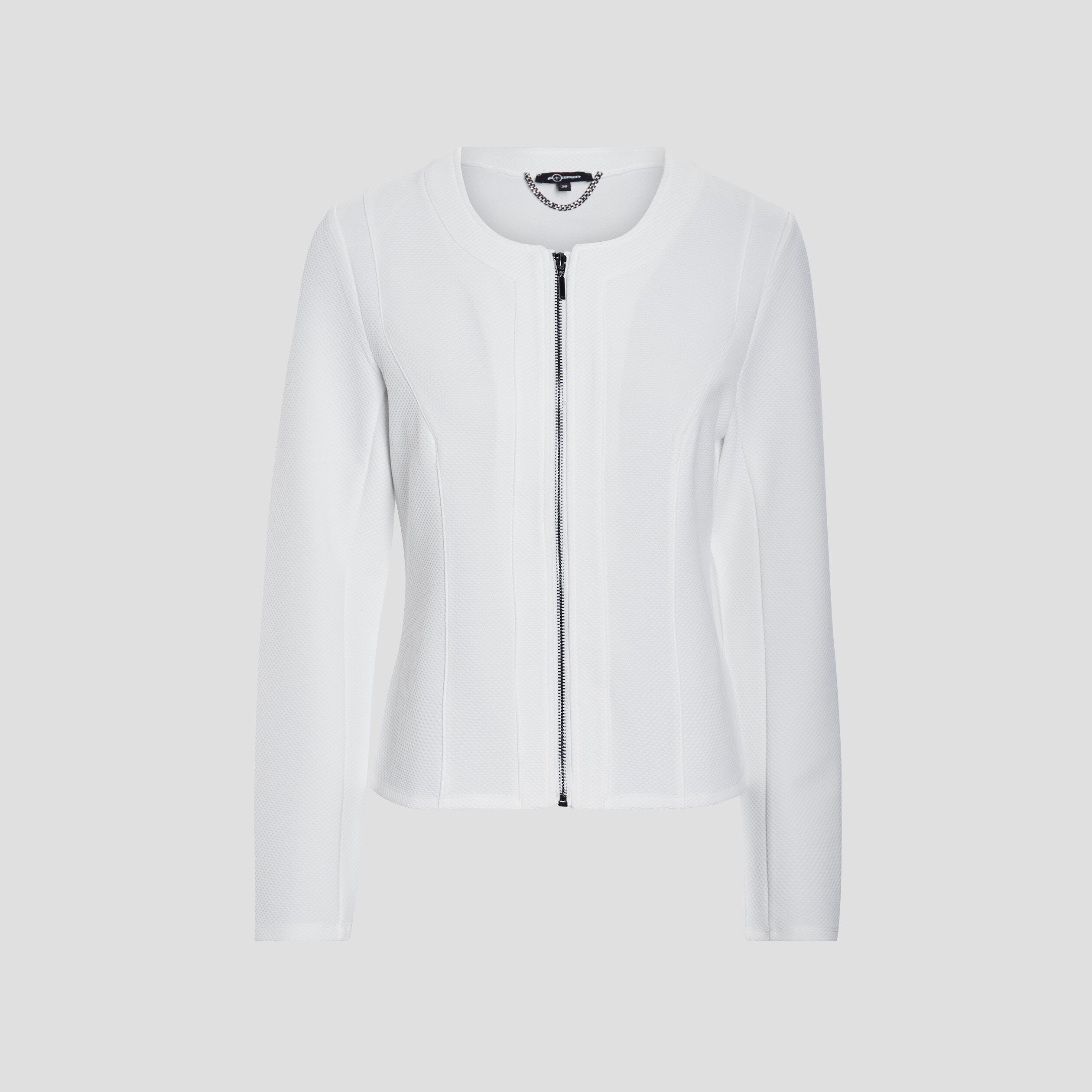 Veste cintr&eacute;e zipp&eacute;e ivoire femme