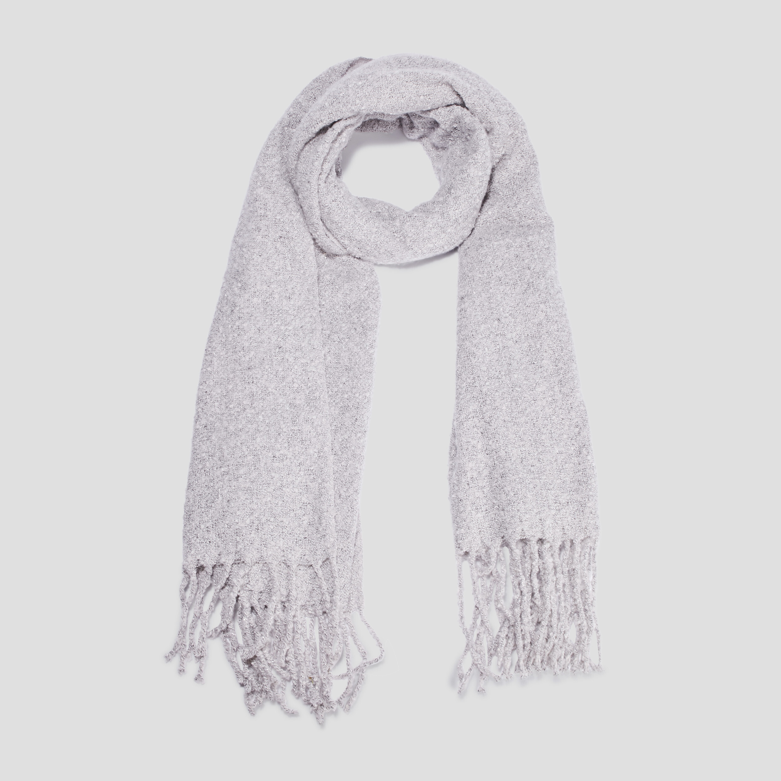 Écharpe à bords franges longues gris femme