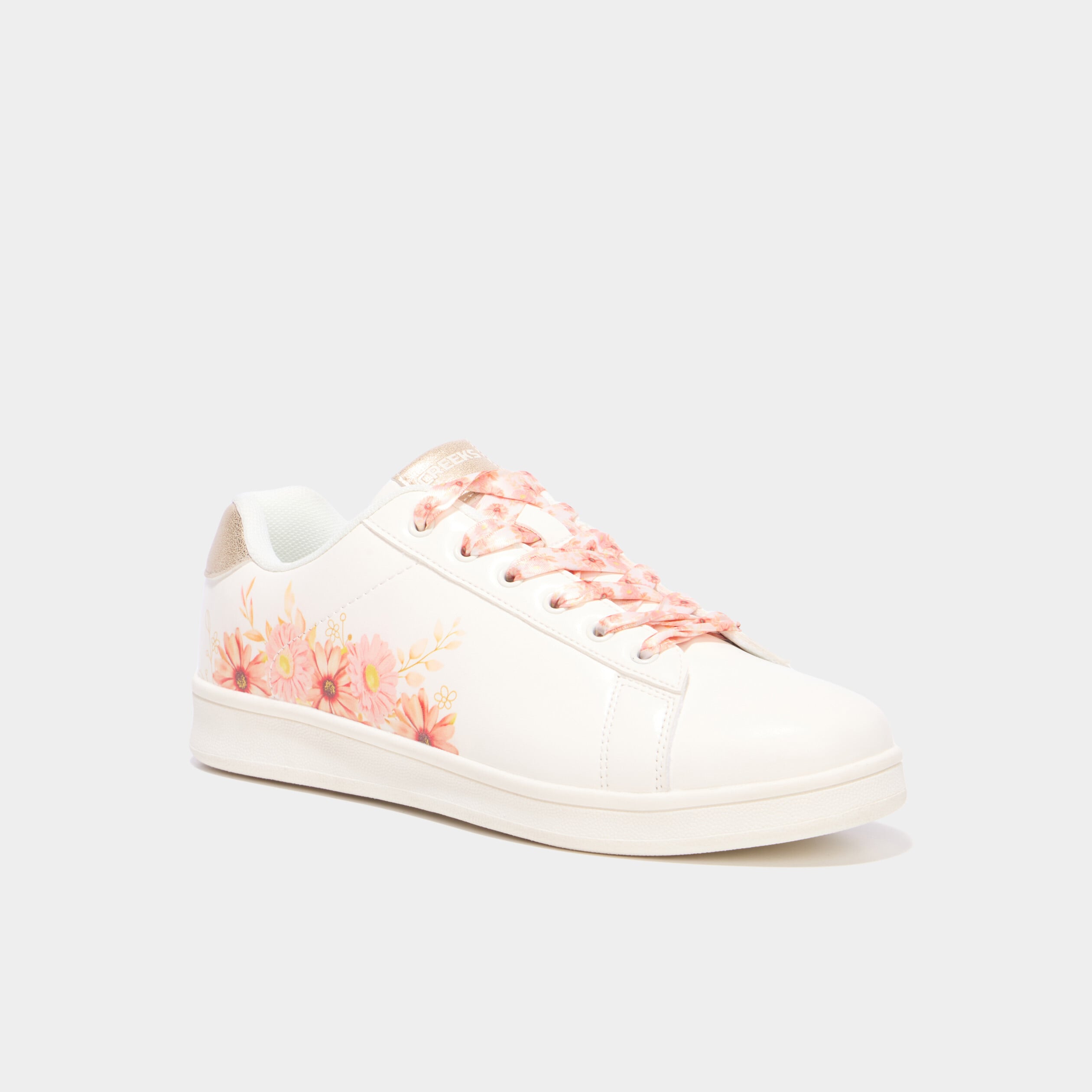Baskets &agrave; lacets orange corail femme