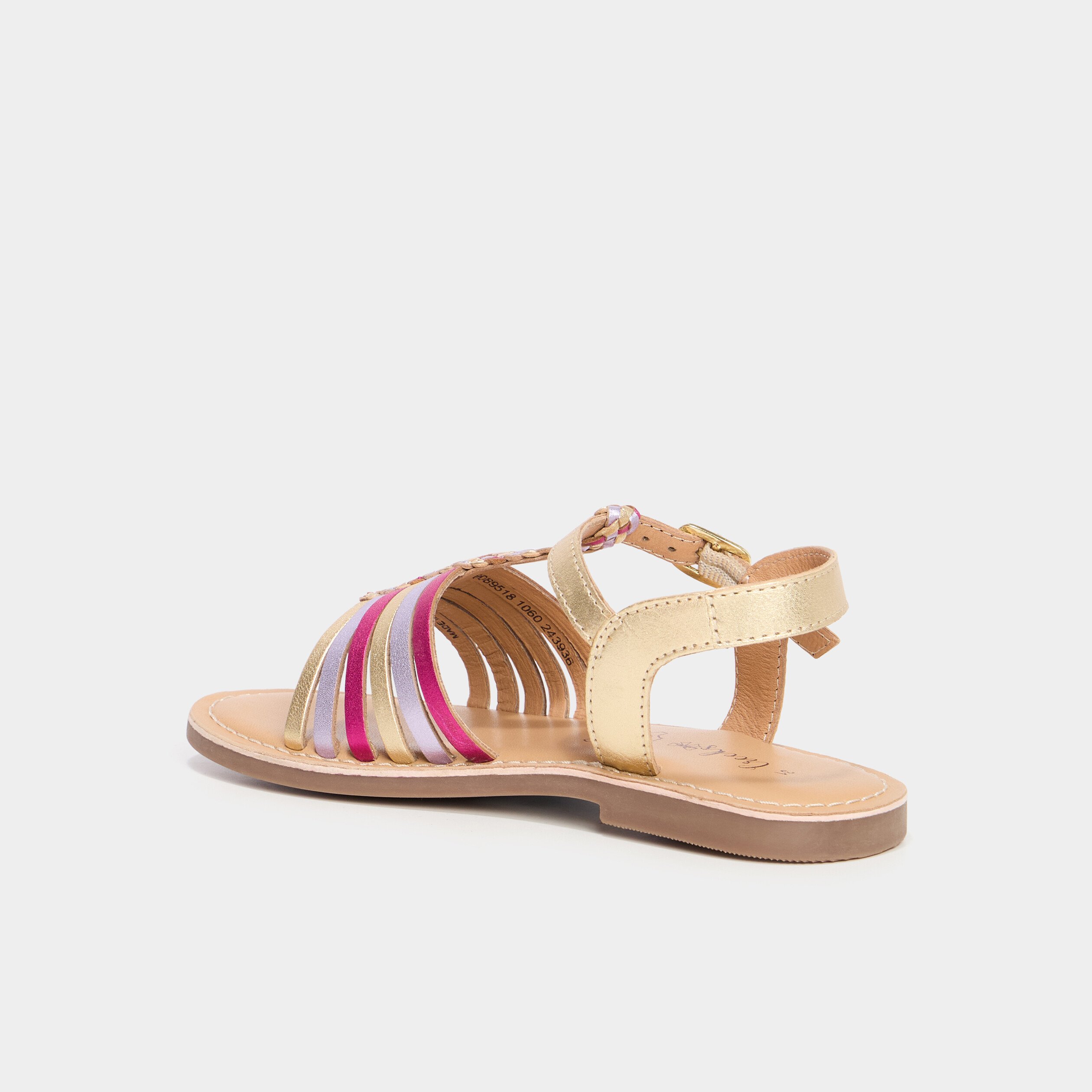 sandales multibrides tressees en cuir multicolore fille Sandales multibrides tressées en cuir multicolore fille