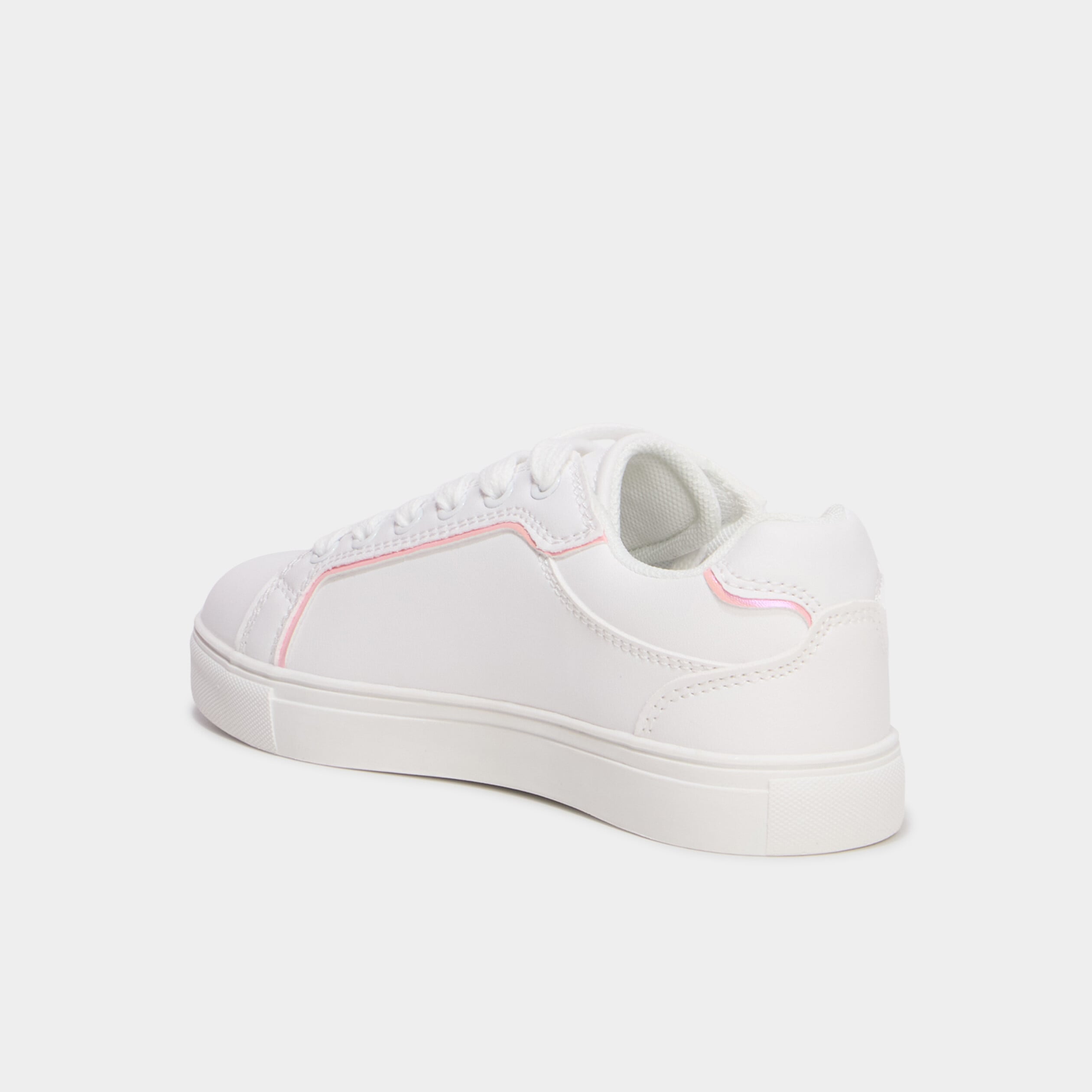 Baskets &agrave; lacets fleurs blanc fille