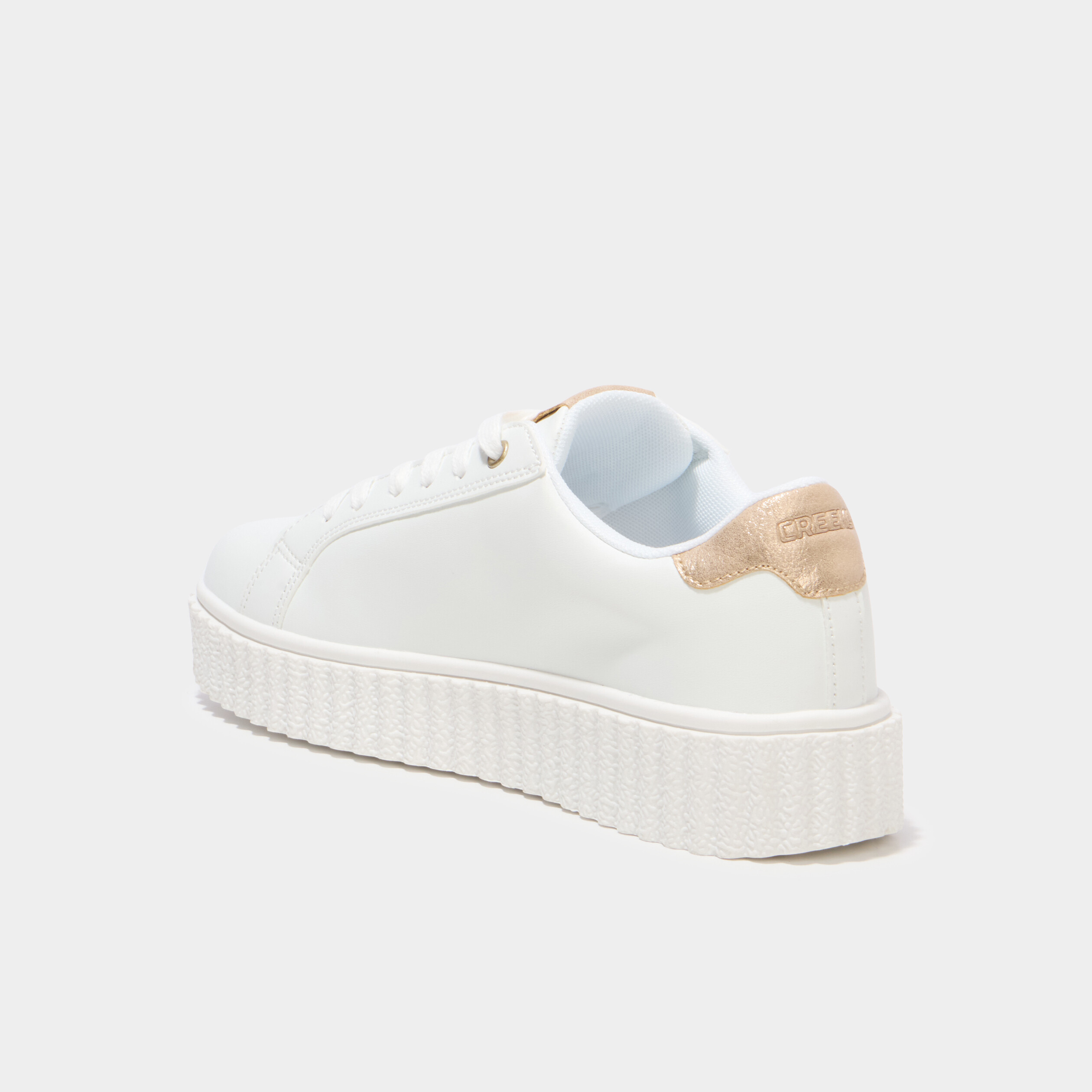 Baskets &agrave; lacets semelles &eacute;paisse blanc femme