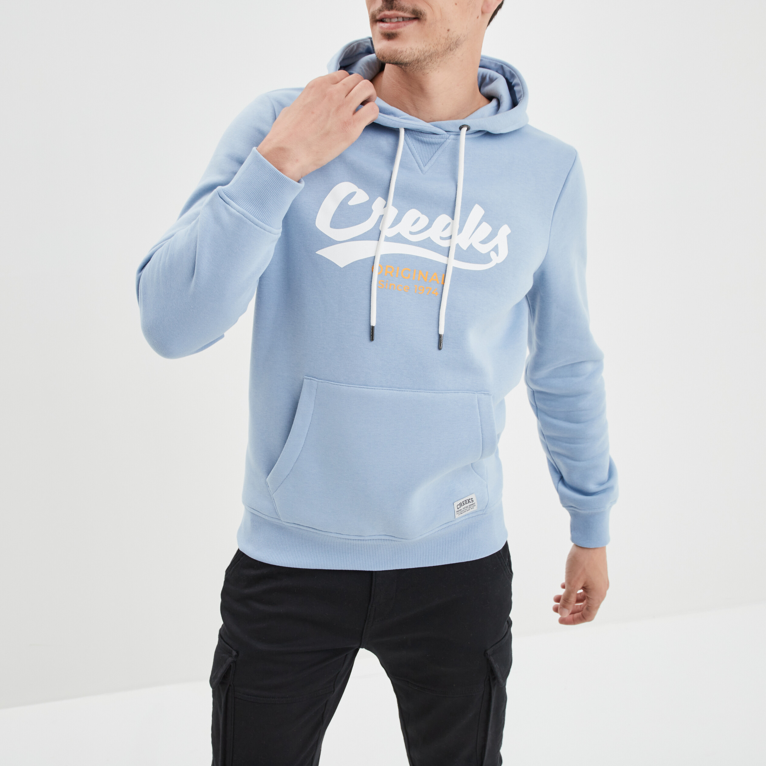 sweat a capuche hoodie creeks bleu ciel homme Sweat à capuche hoodie Creeks bleu ciel homme