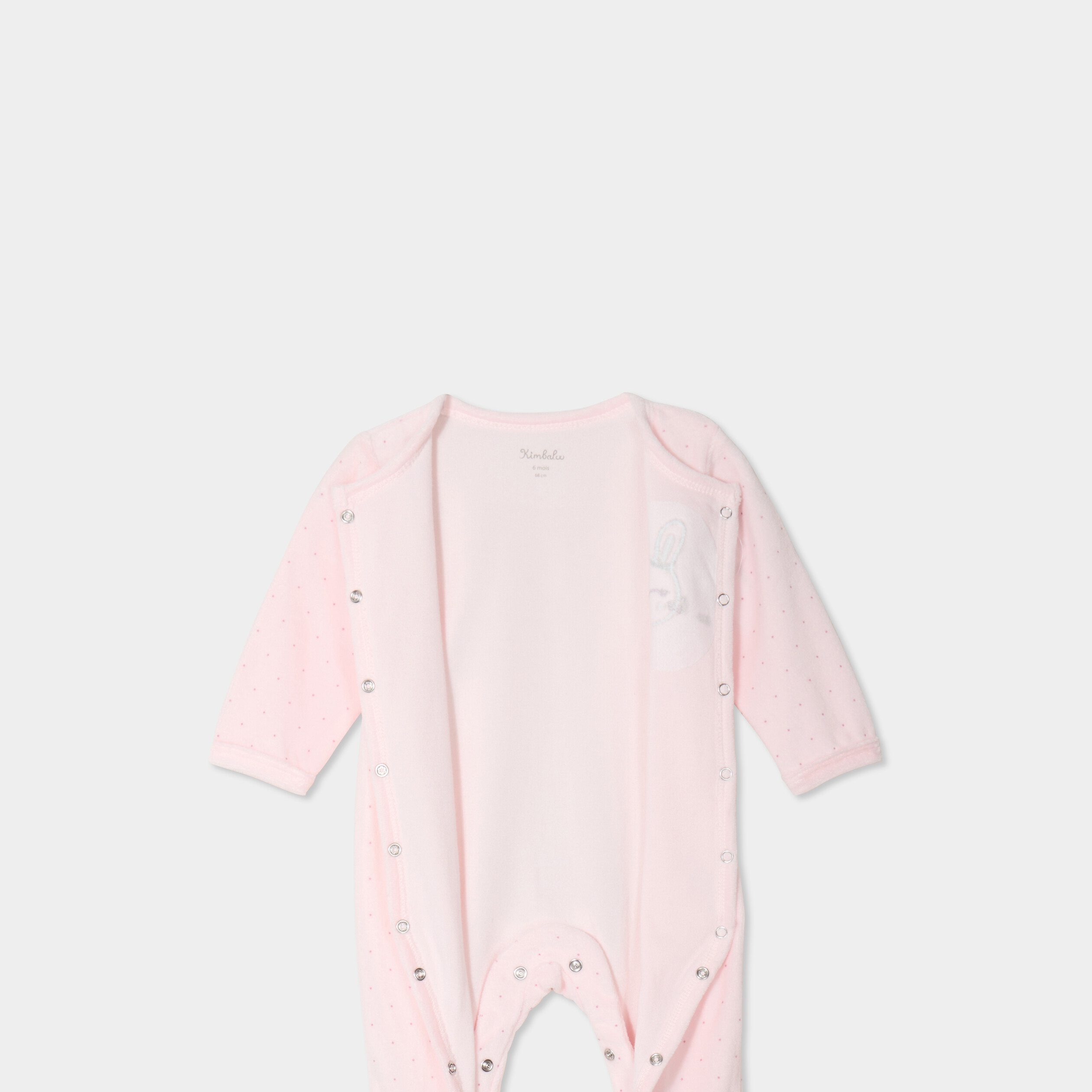 Dors-bien effet velours manches longues rose clair b&eacute;b&eacute;
