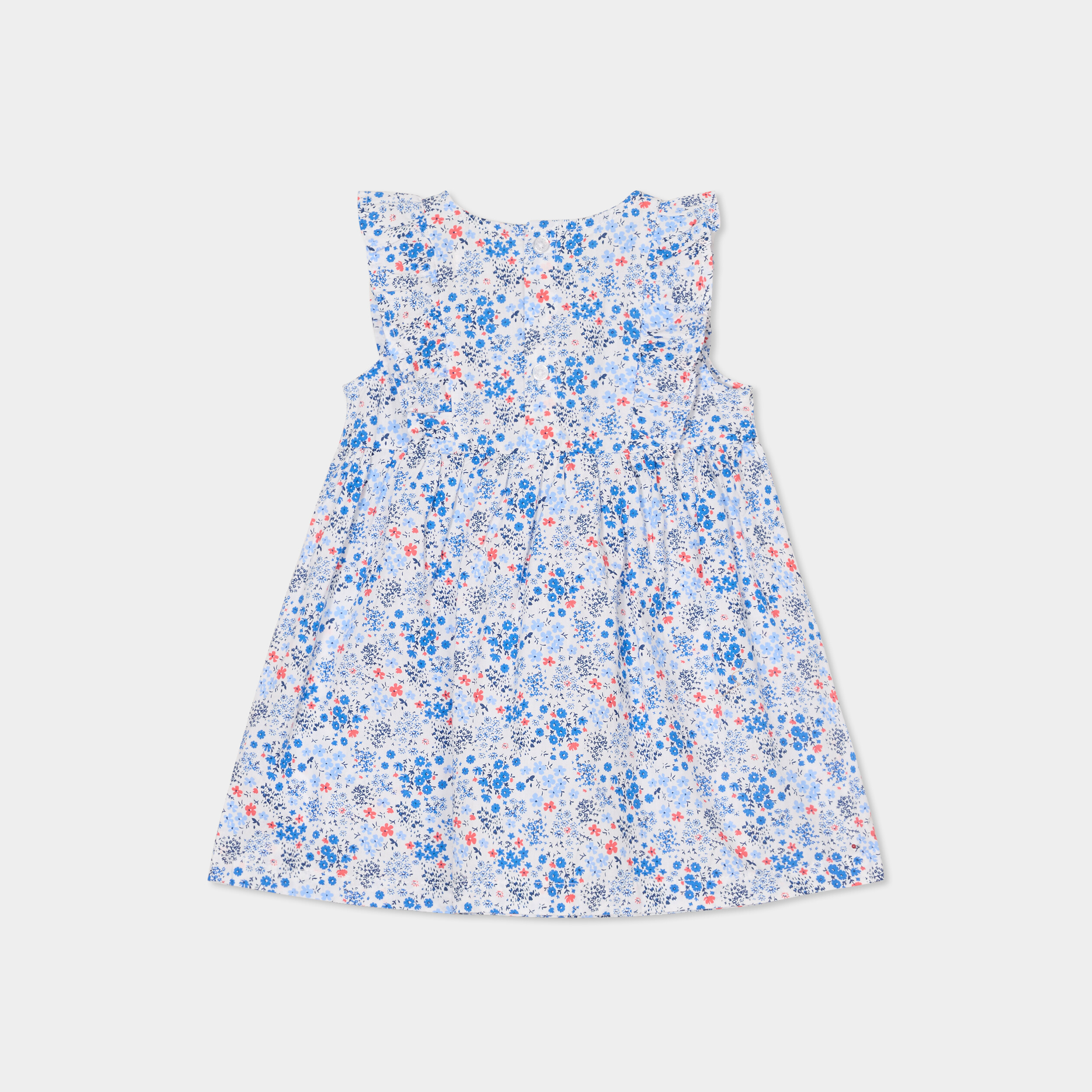 Robe patineuse avec volants coton ecru b&eacute;b&eacute; fille