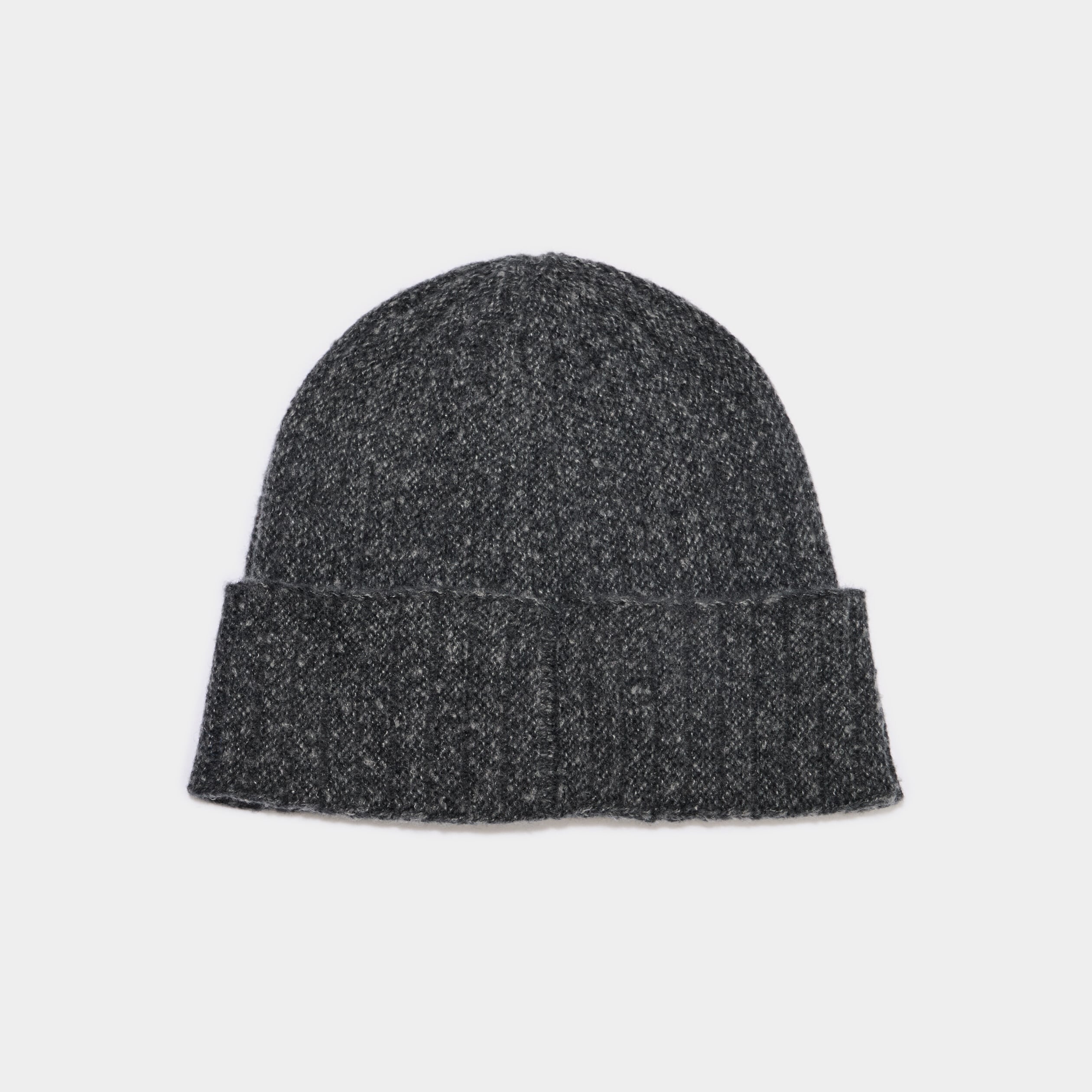 Bonnet tricot&eacute; avec bord &agrave; revers gris fonc&eacute; homme