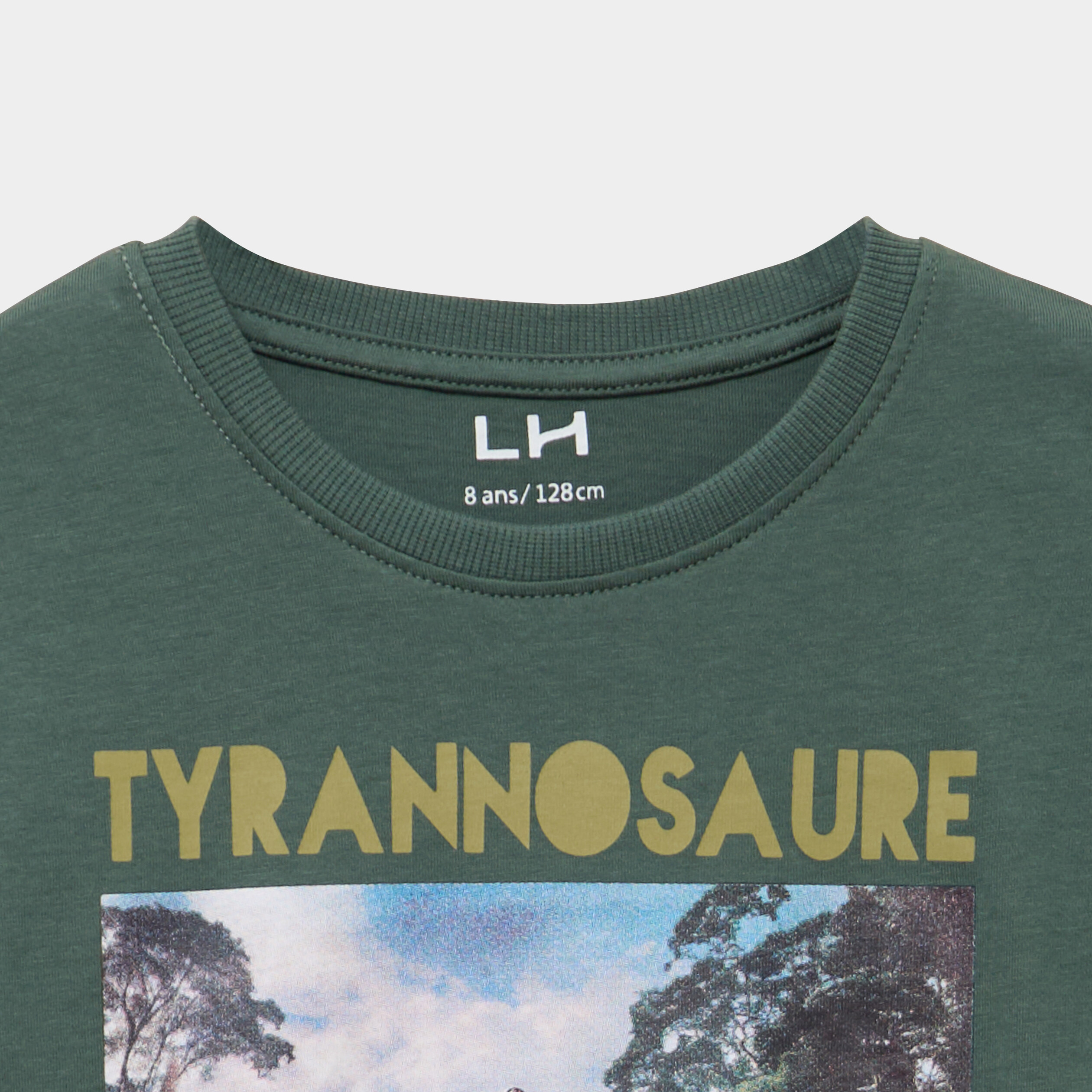 T-shirt manches longues coton vert fonc&eacute; gar&ccedil;on