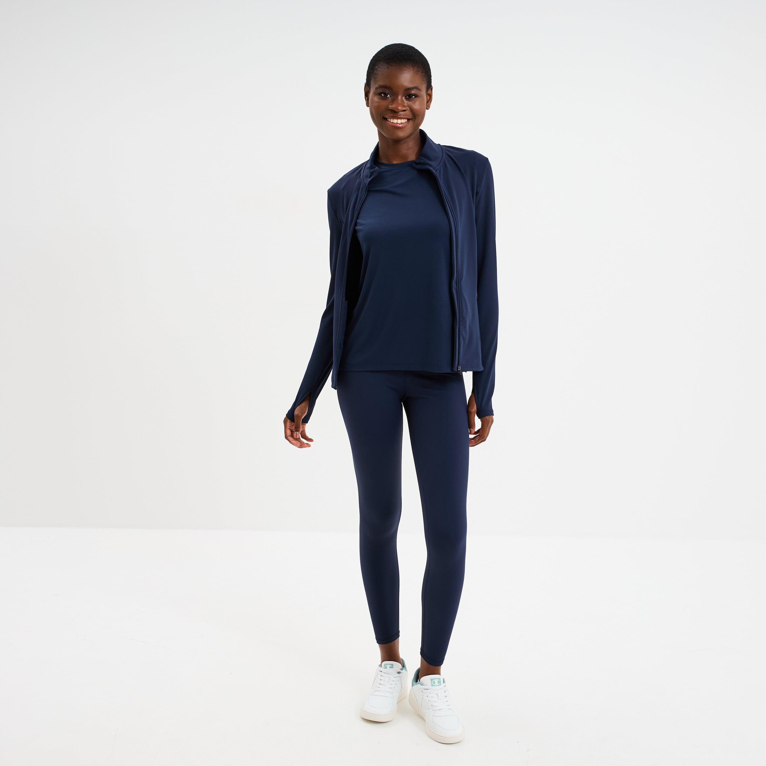 Legging de sport gainant taille haute bleu marine femme