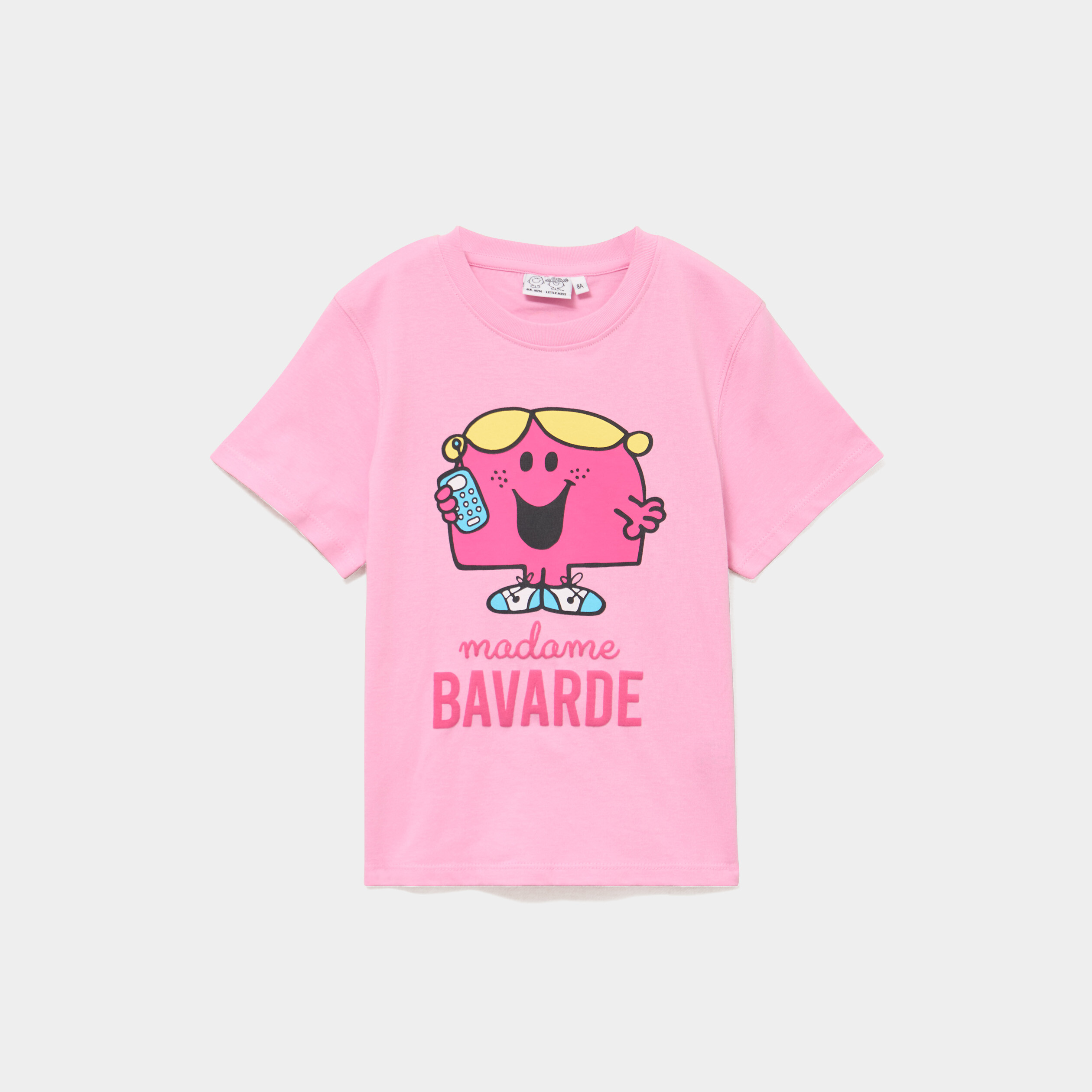 T-shirt col rond coton madame bavarde rose fille