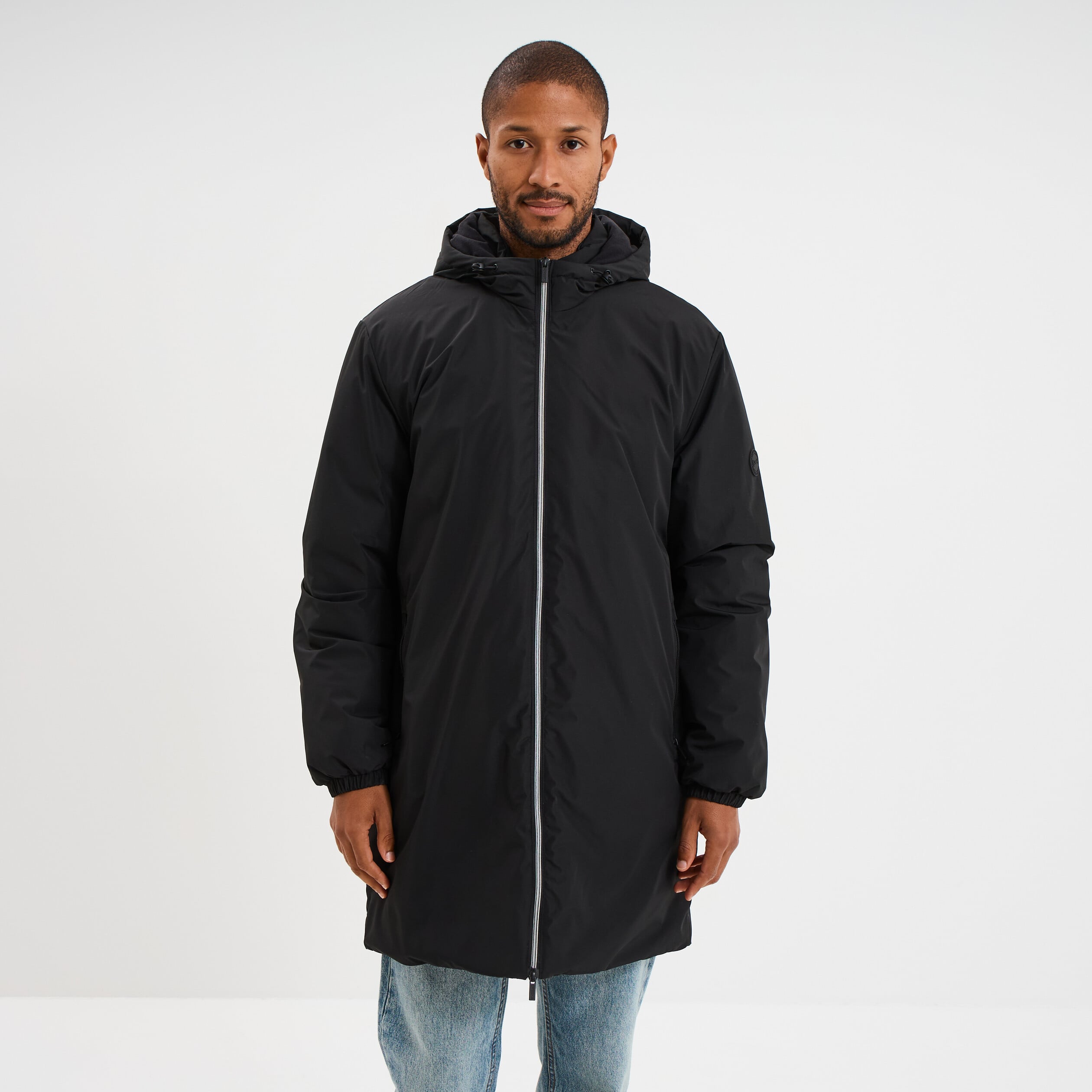 Parka d&eacute;perlante doubl&eacute;e &agrave; capuche noir homme