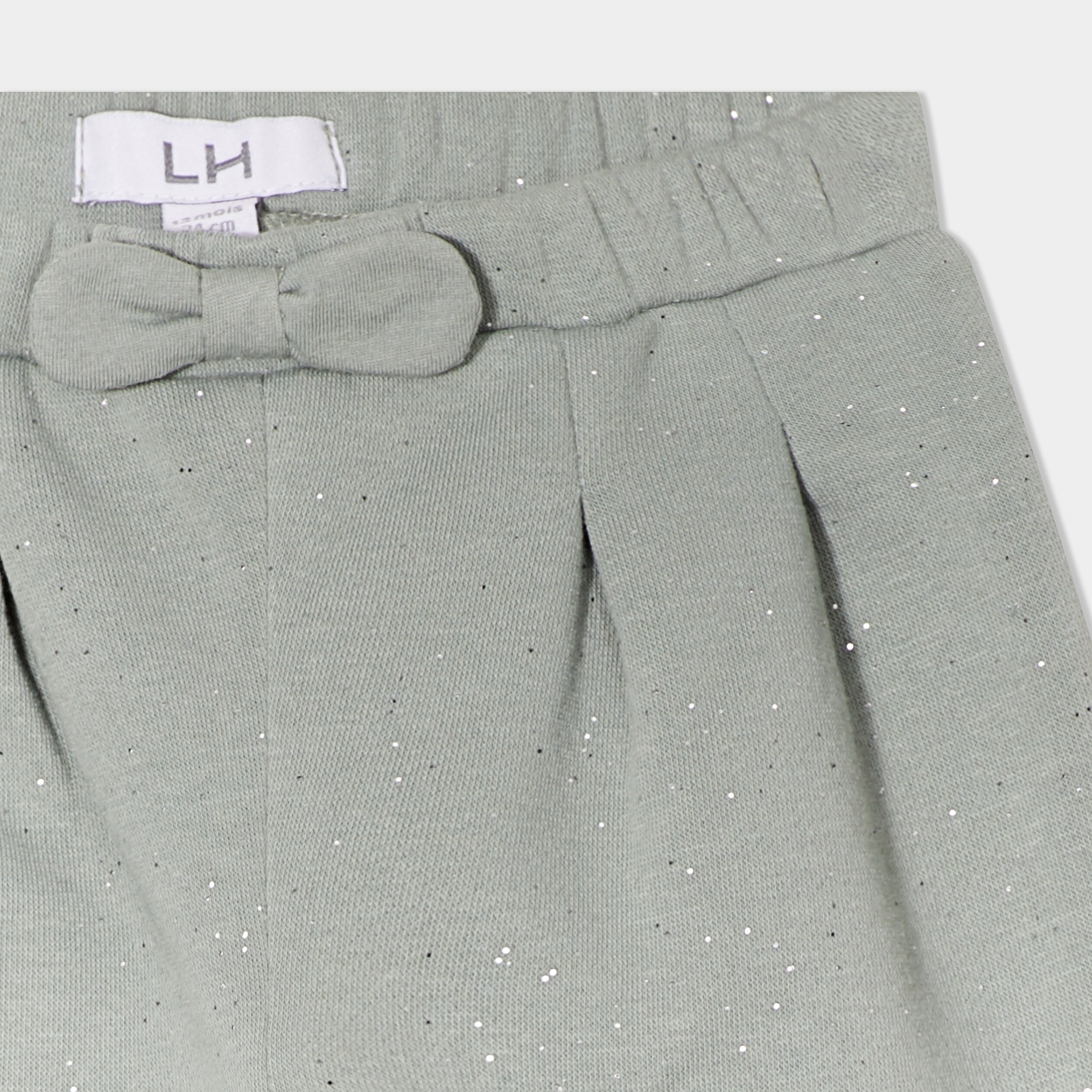 pantalon jogging paillettes et noeud vert kaki bebef Pantalon jogging paillettes et noeud vert kaki bébé fille