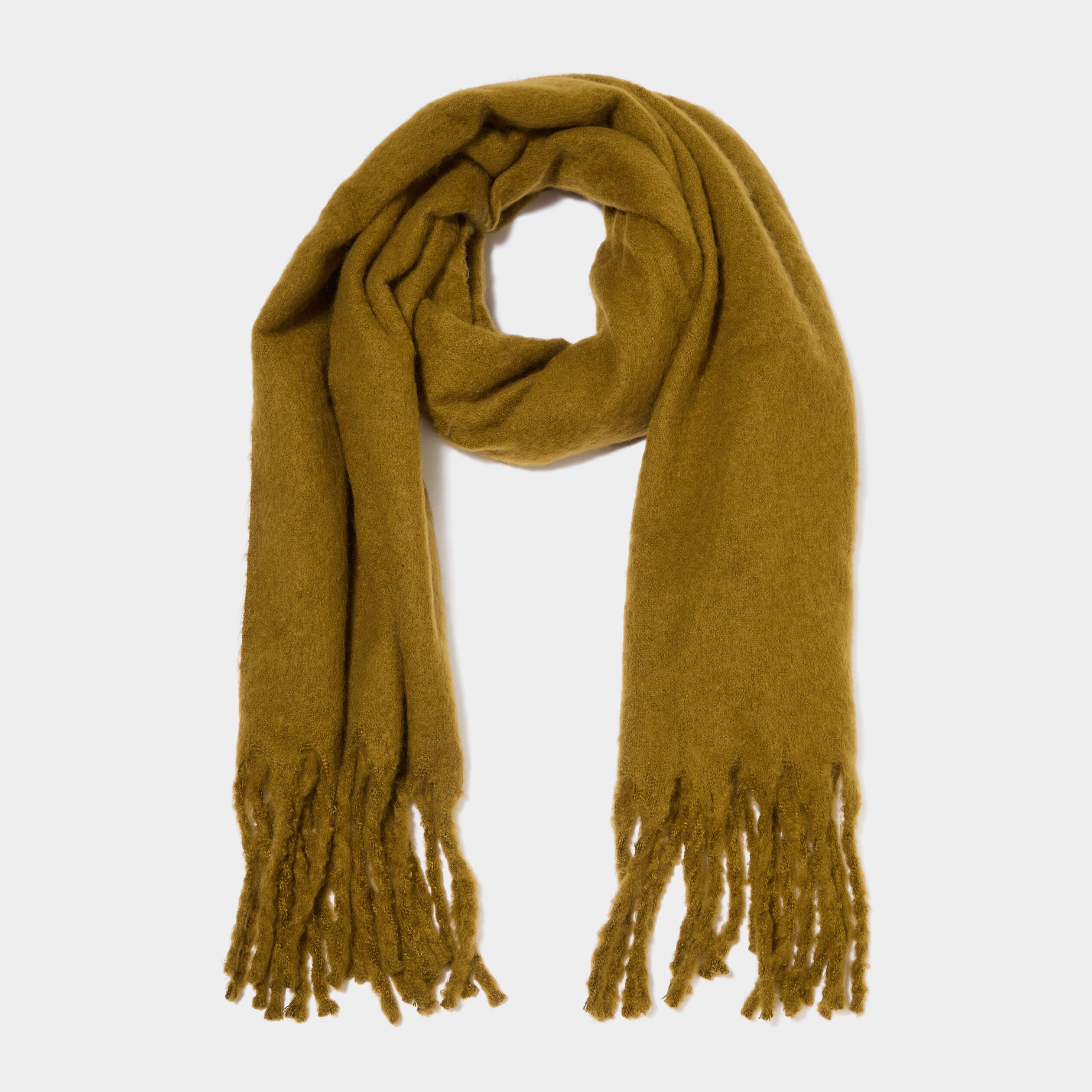 &Eacute;charpe &agrave; franges vert olive femme