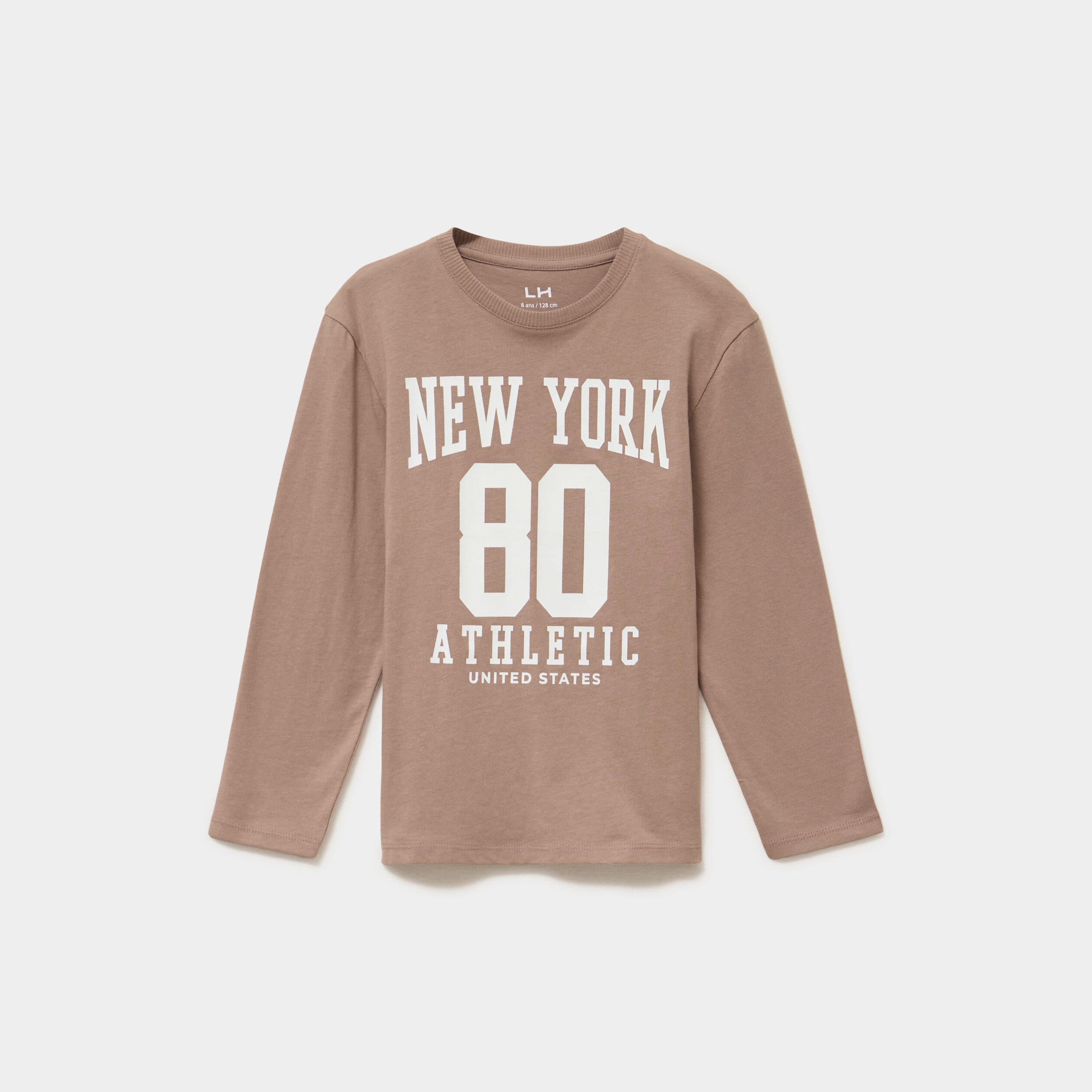 T-shirt manches longues coton taupe gar&ccedil;on