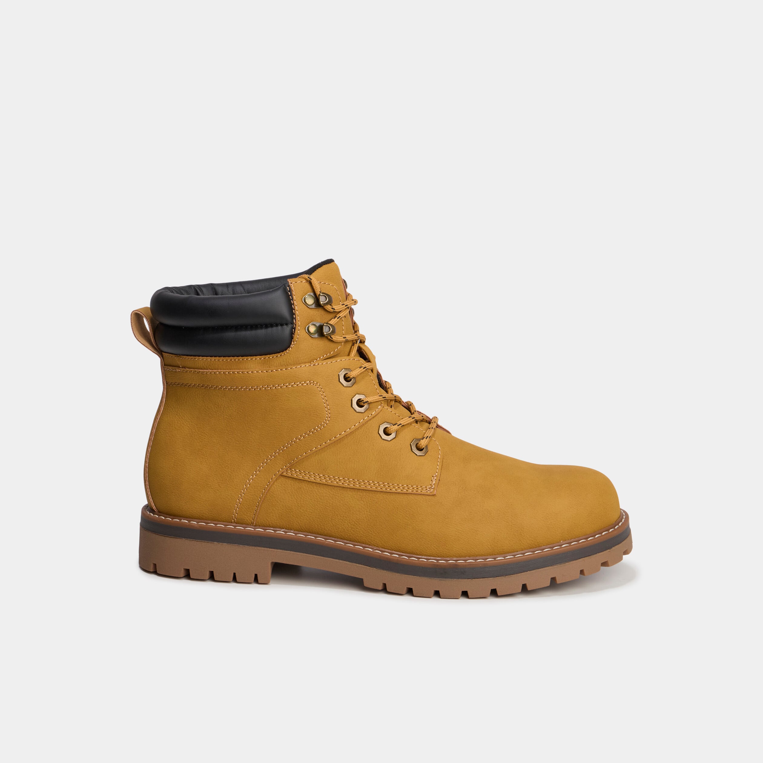 Bottines &agrave; bout rond lacets jaune homme