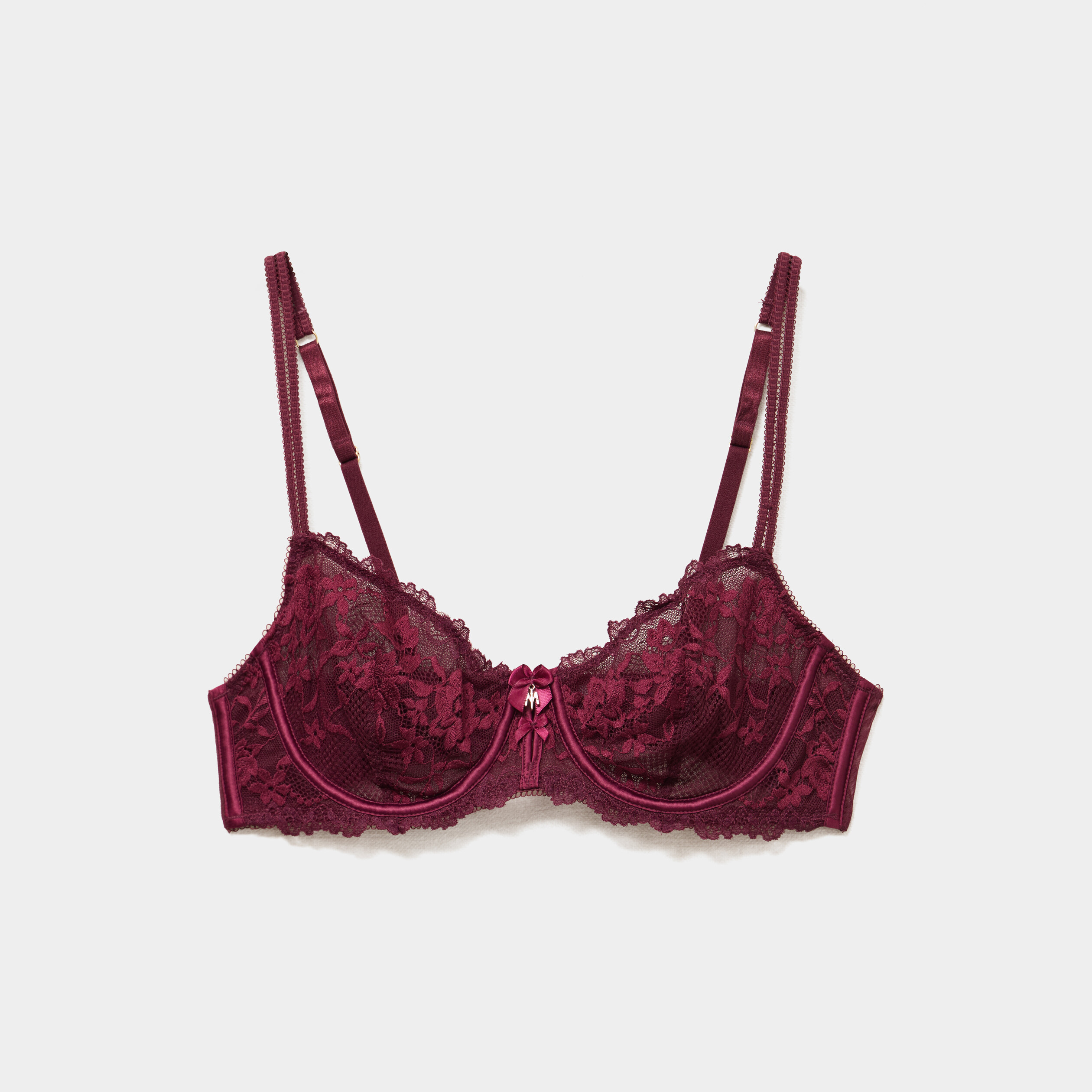 Soutien-gorge corbeille avec dentelle prune femme
