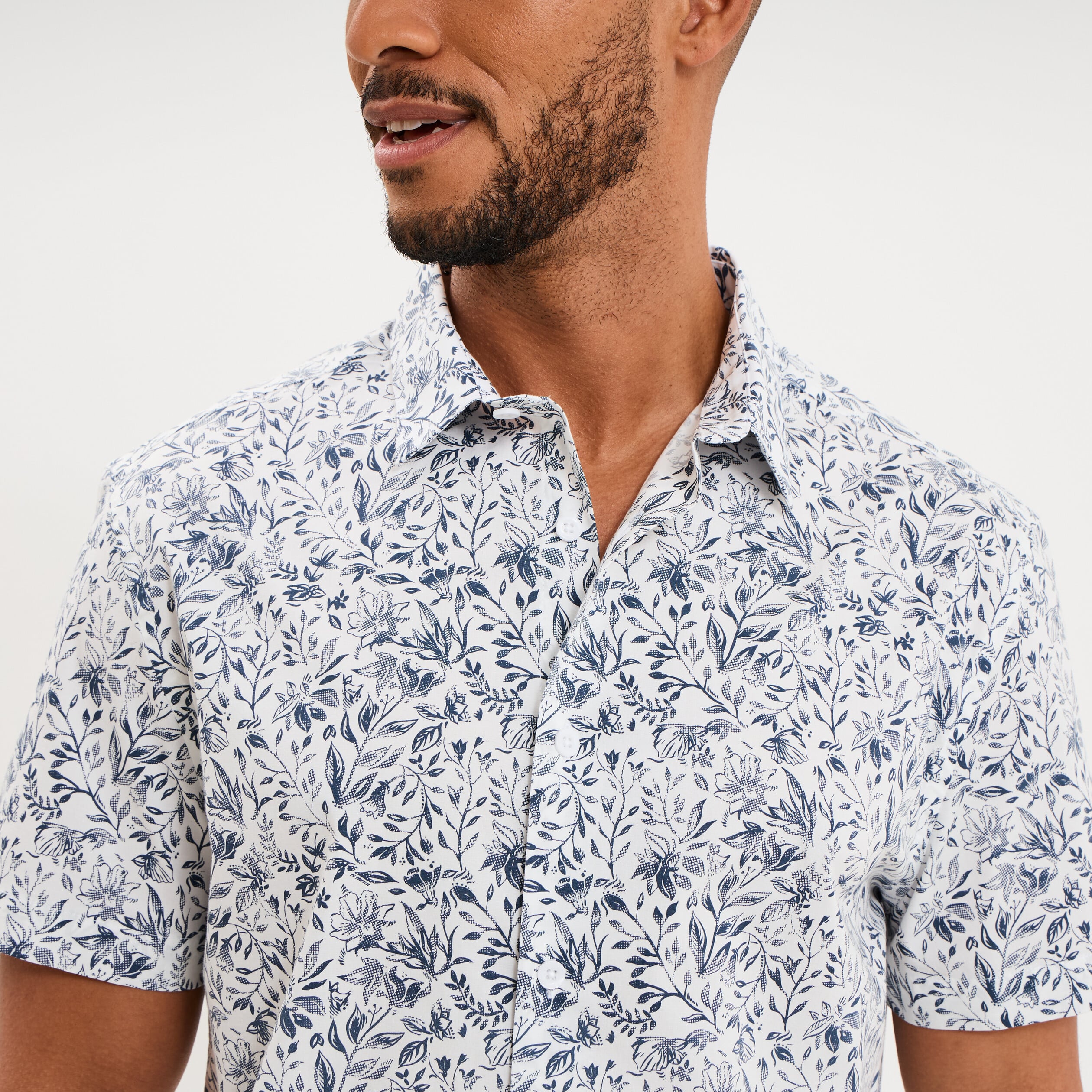 Chemise manches courtes coton bleu homme