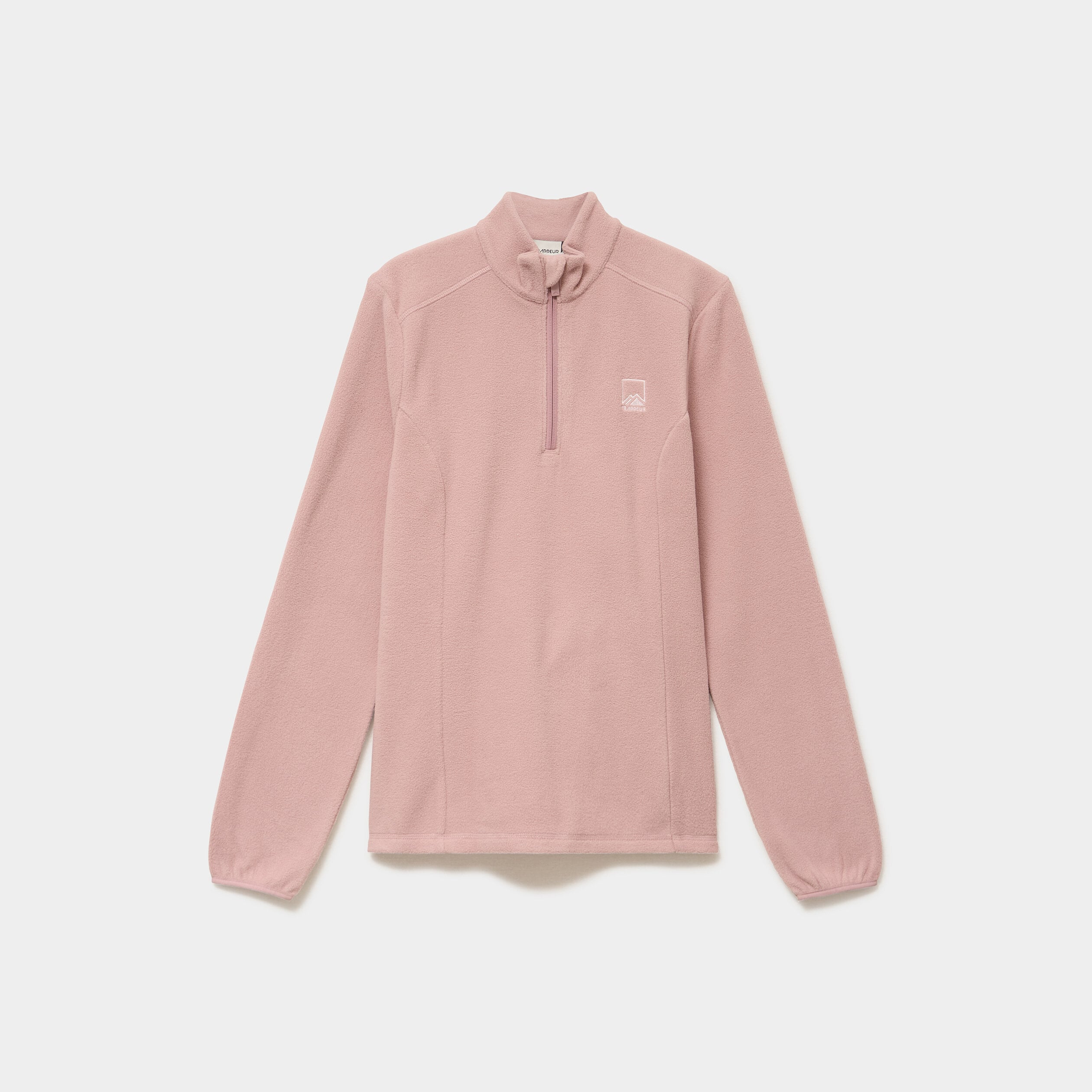 Sweat polaire col camionneur rose poudr&eacute;e femme