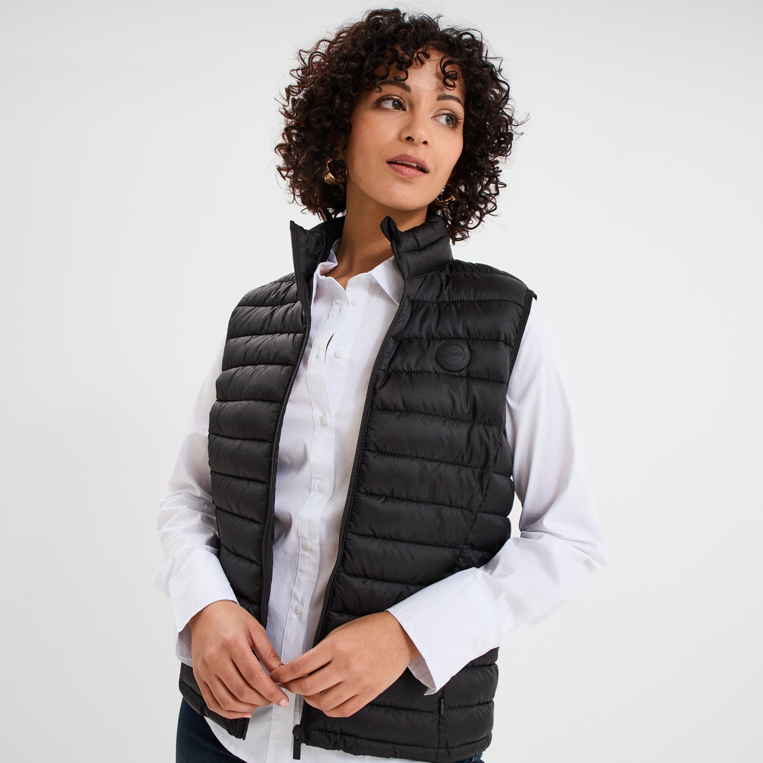 Doudoune légère droite sans manches sable femme | La Halle