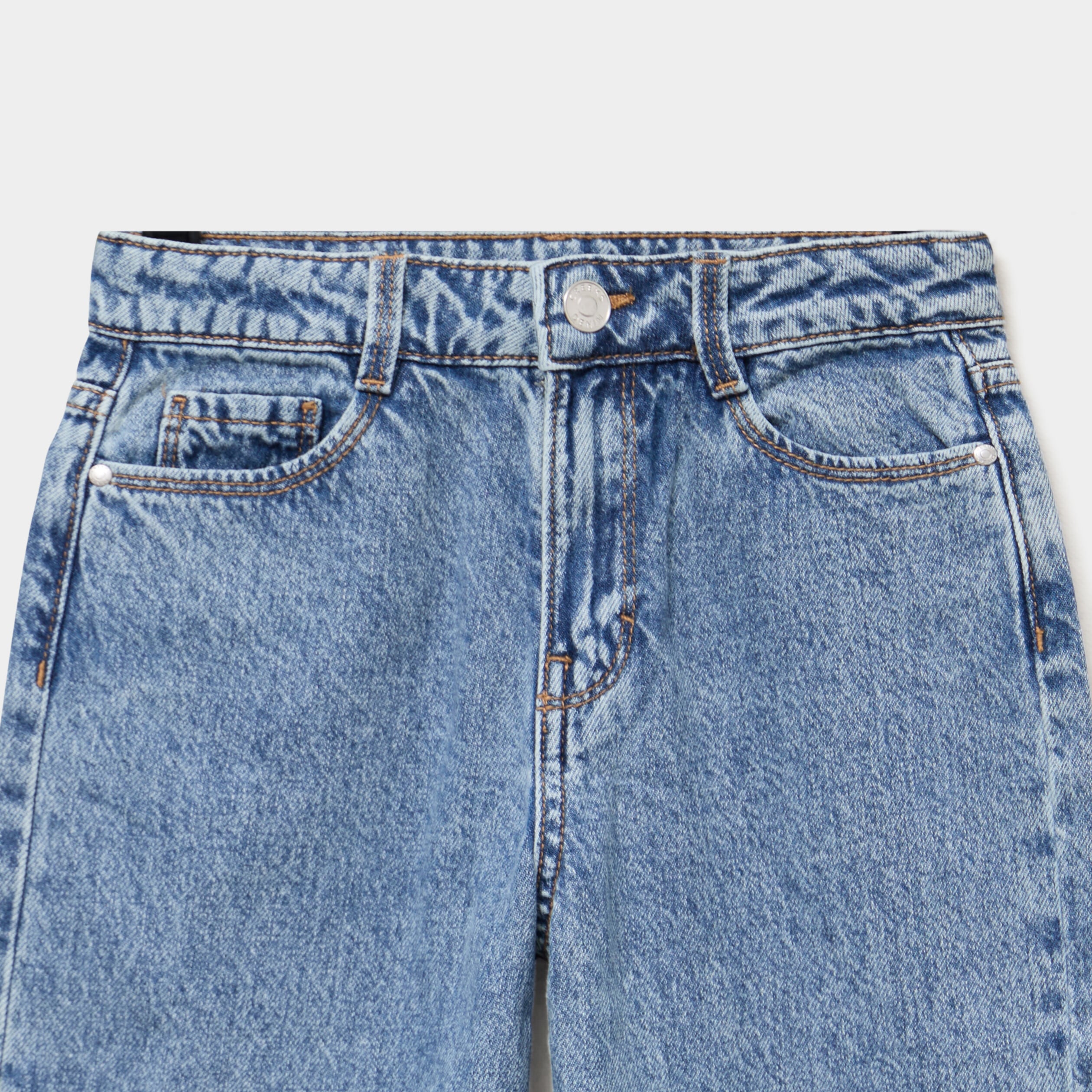 Jean large taille ajustable coton denim double stone fille