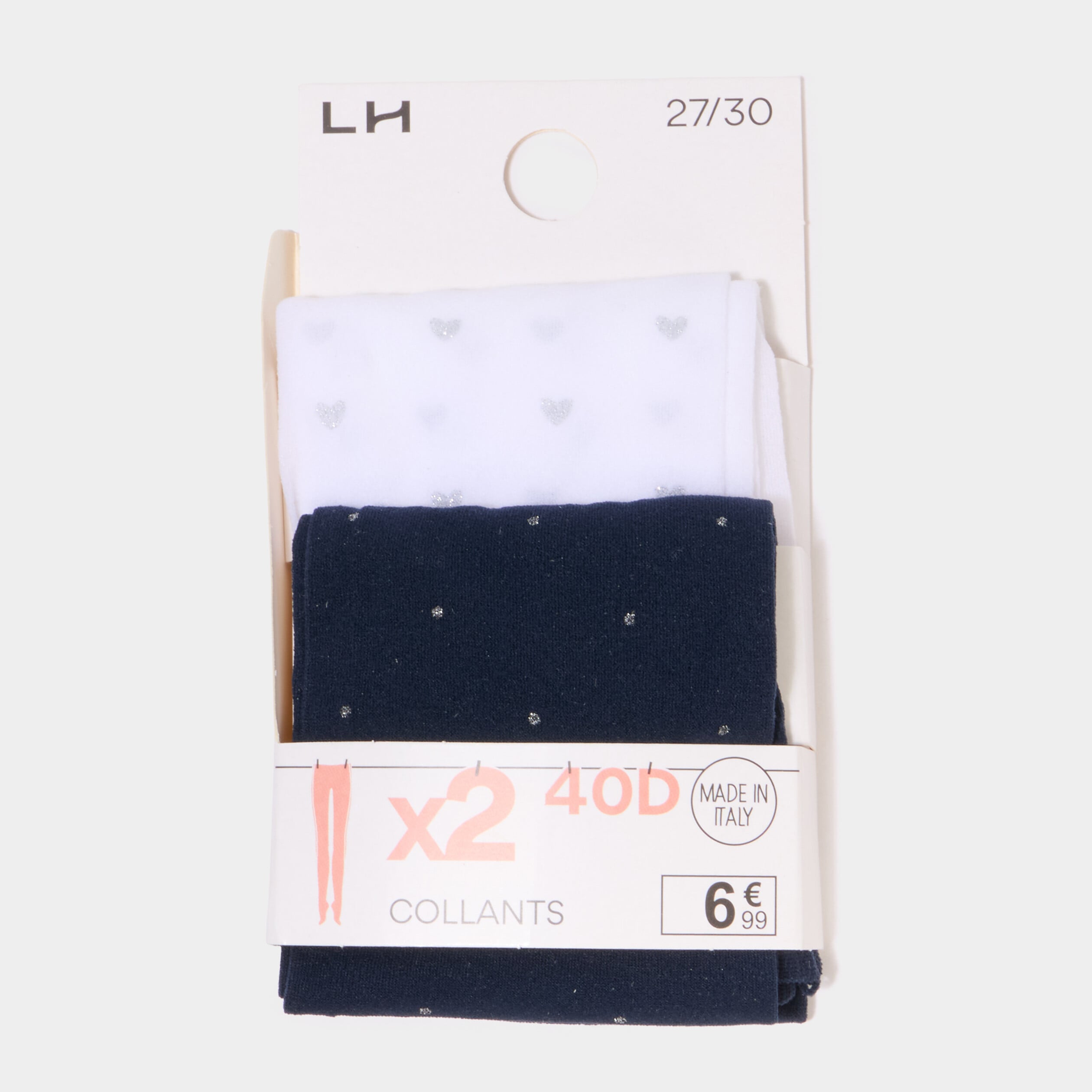 Lot 2 collants 40D bleu marine fille