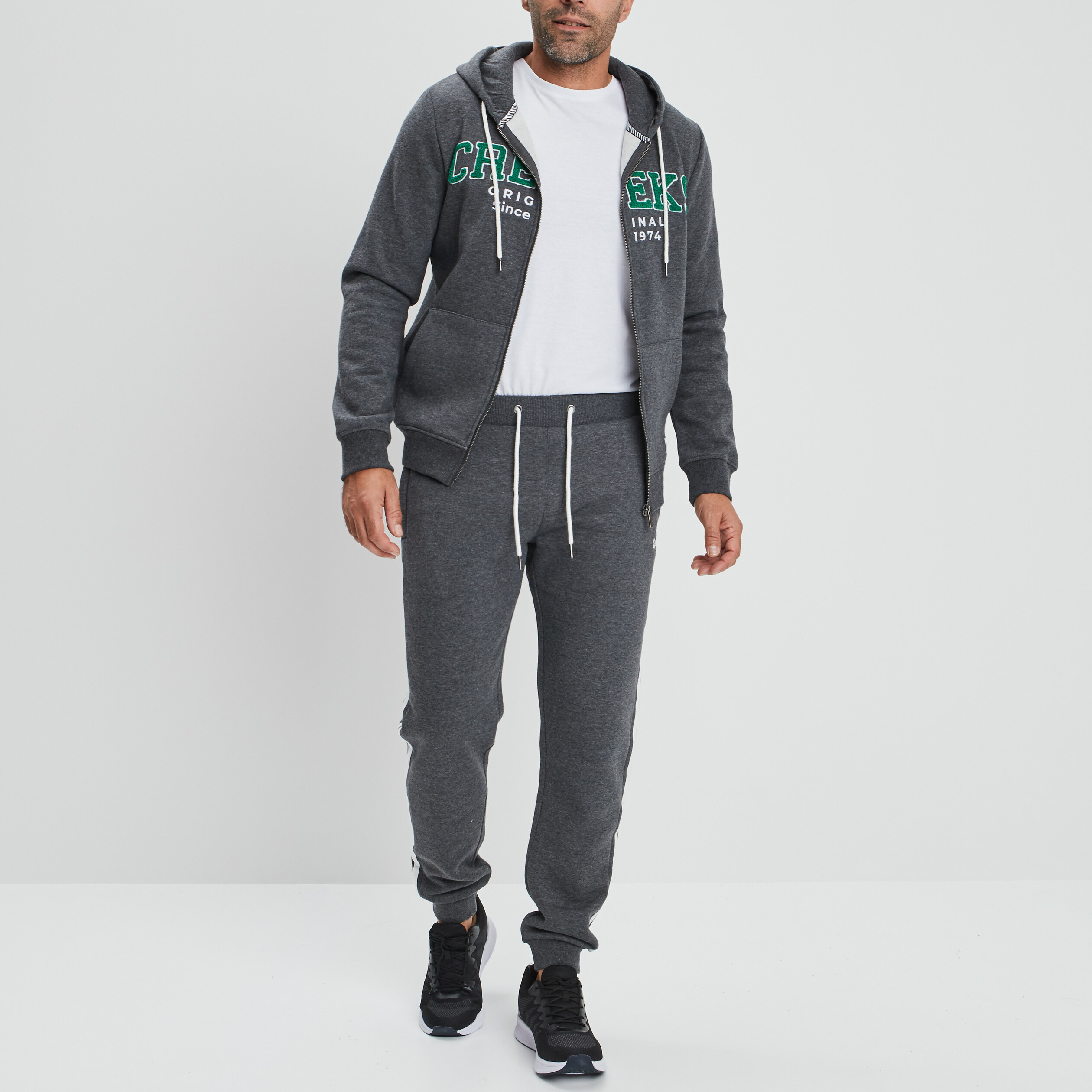 Sweat zippé à capuche Creeks gris foncé homme