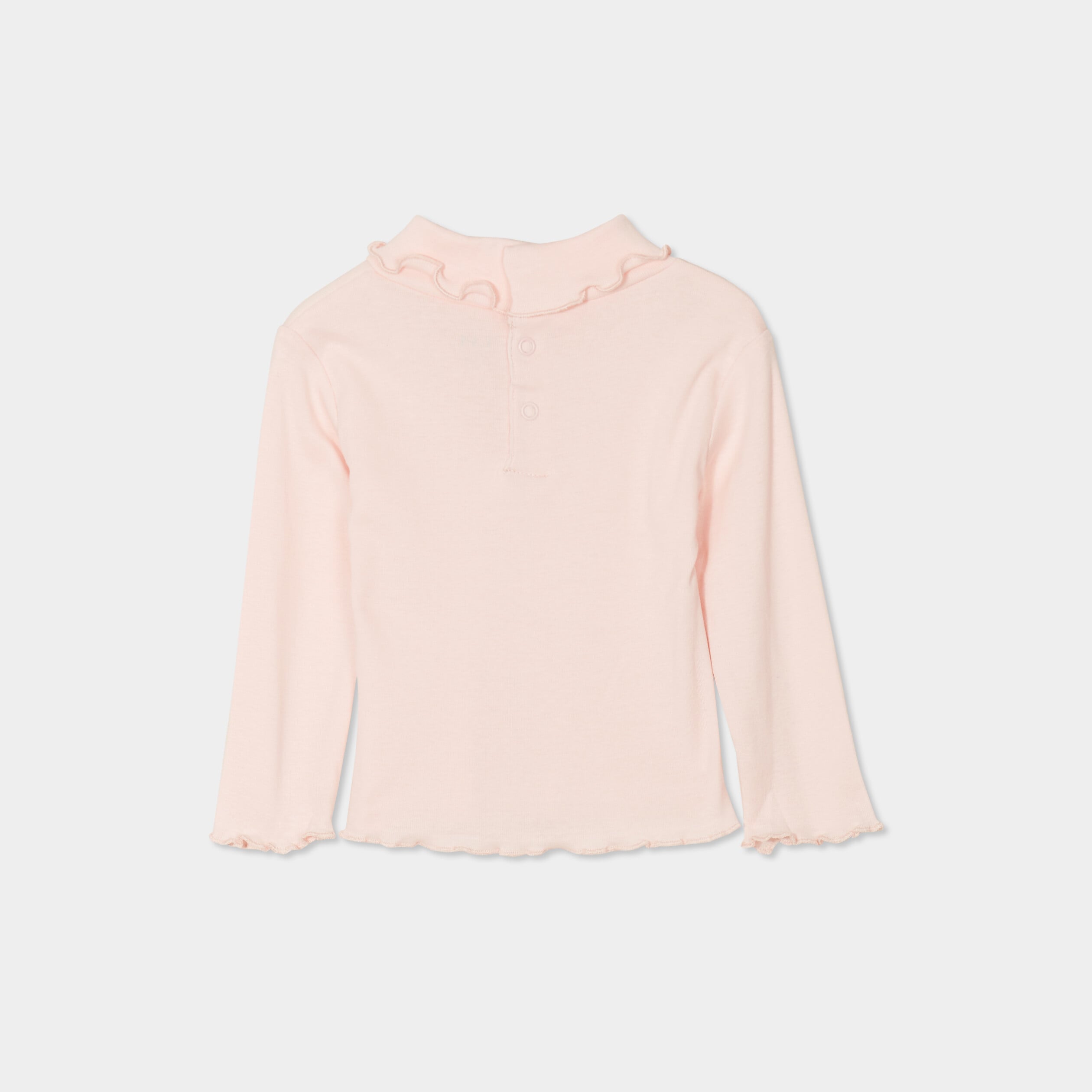 T-shirt col montant coton rose clair b&eacute;b&eacute; fille