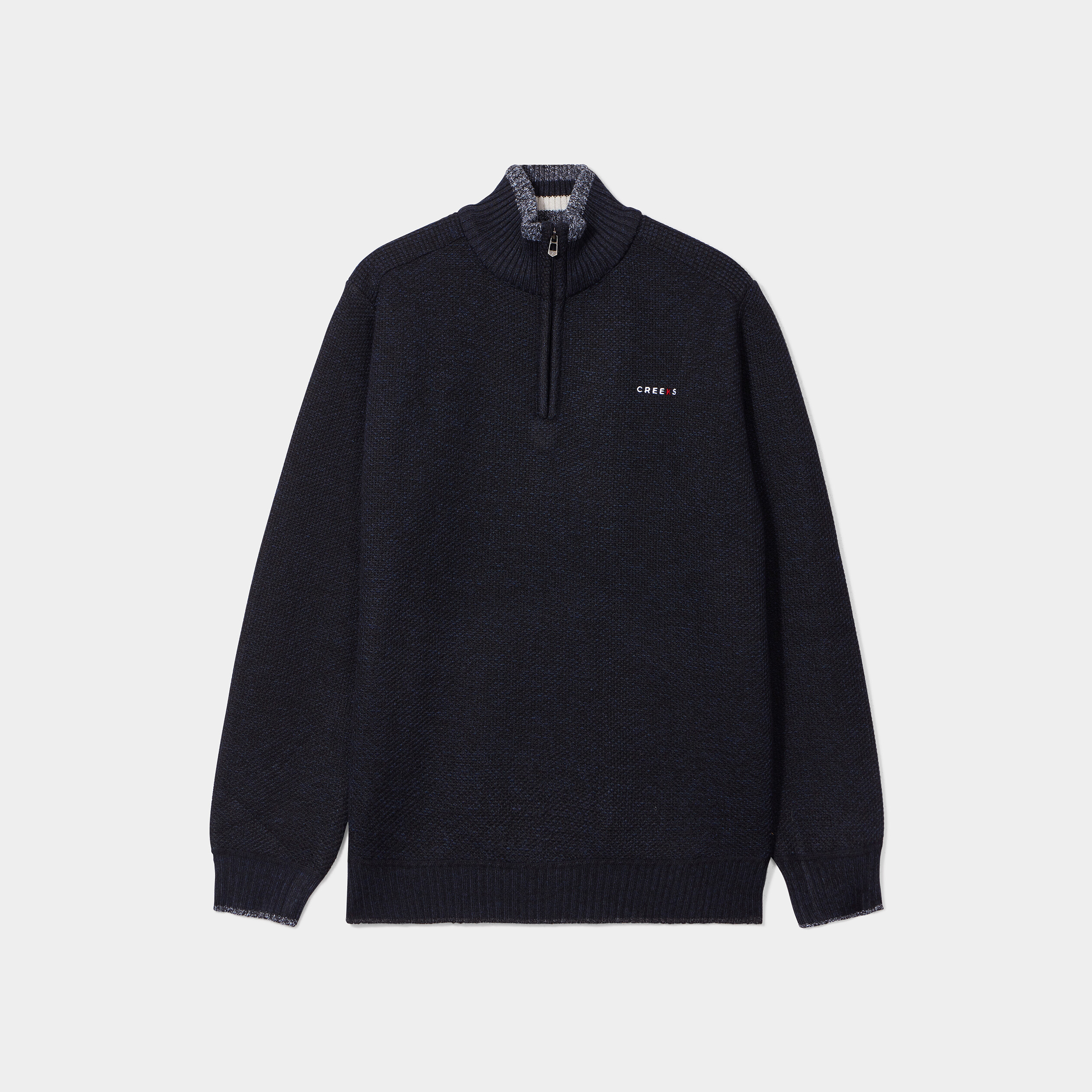 Pull camionneur zippé droit Creeks bleu foncé homme