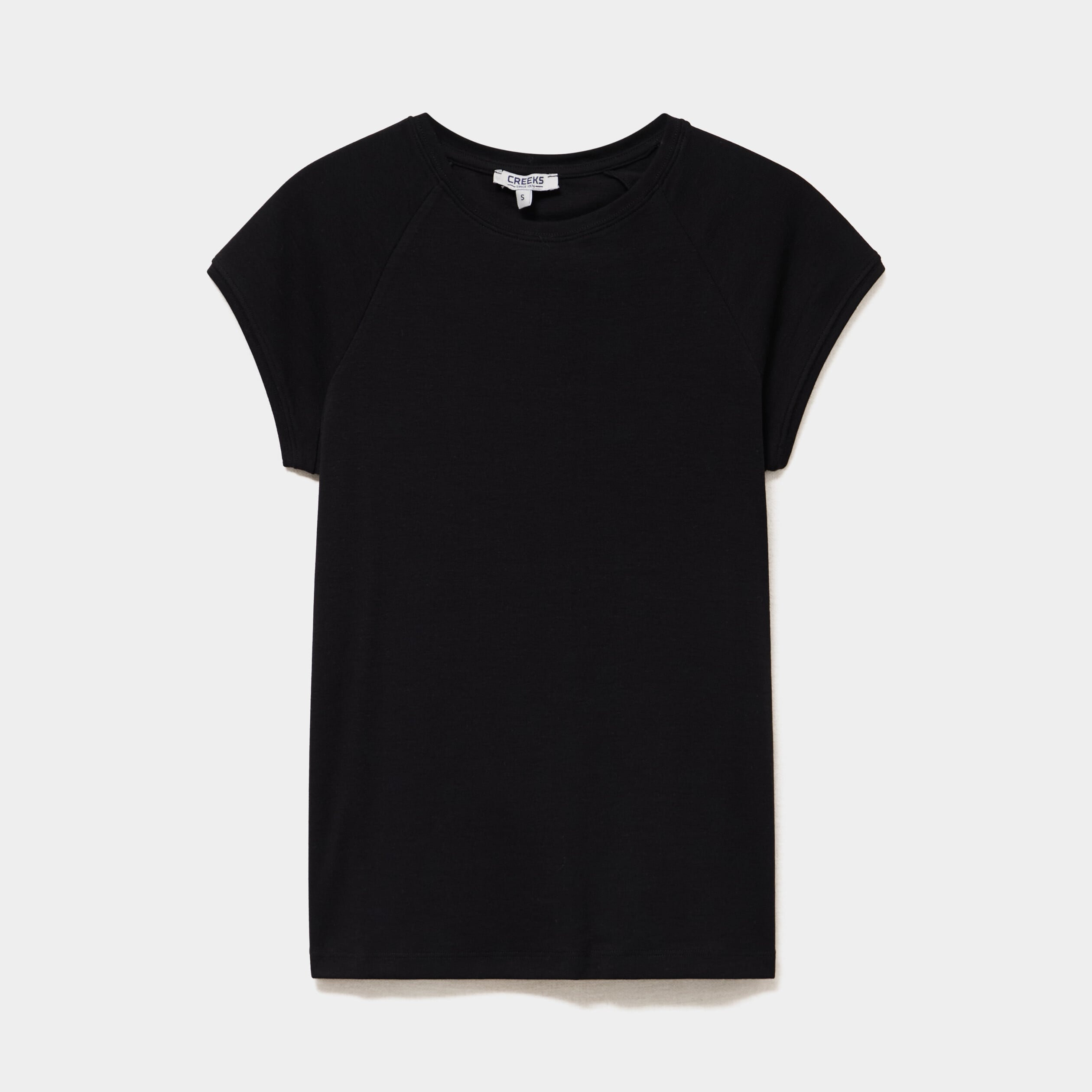 T-shirt ajust&eacute; col rond manches courtes noir femme