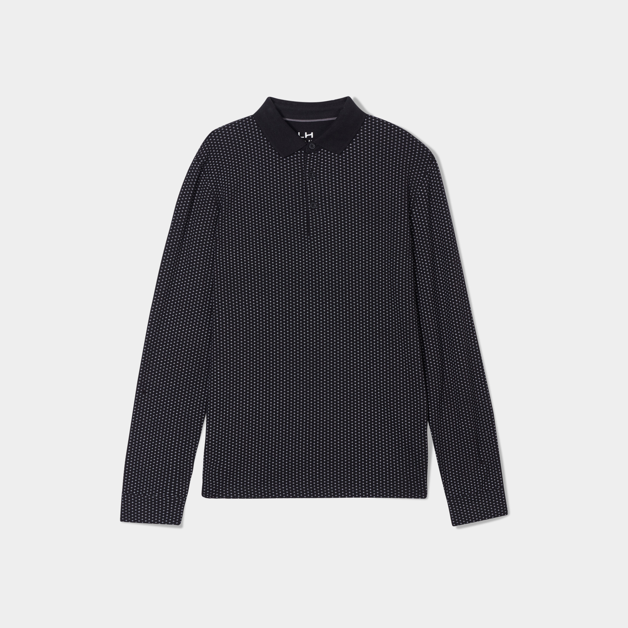 polo manches longues encolure boutonnee noir homme Polo manches longues encolure boutonnée noir homme