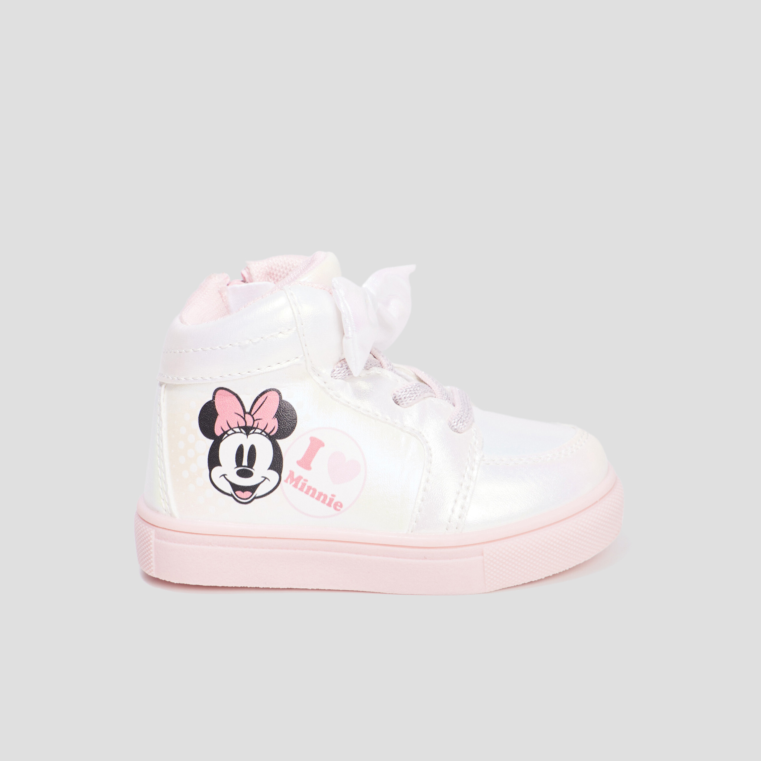 Baskets montantes zippees Minnie rose bebe fille