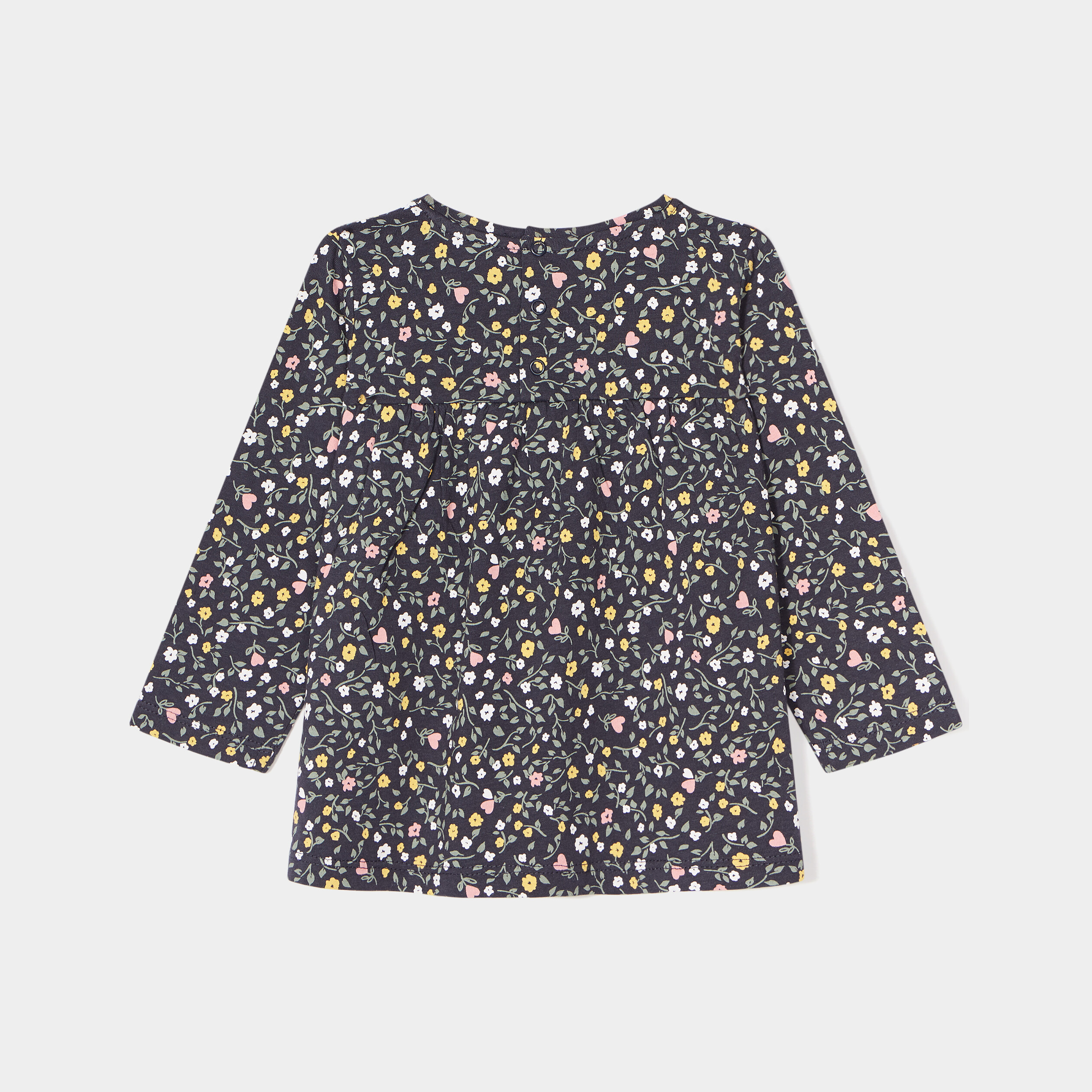 t shirt ample manches longues coton gris fonce bebef T-shirt ample manches longues coton gris foncé bébé fille