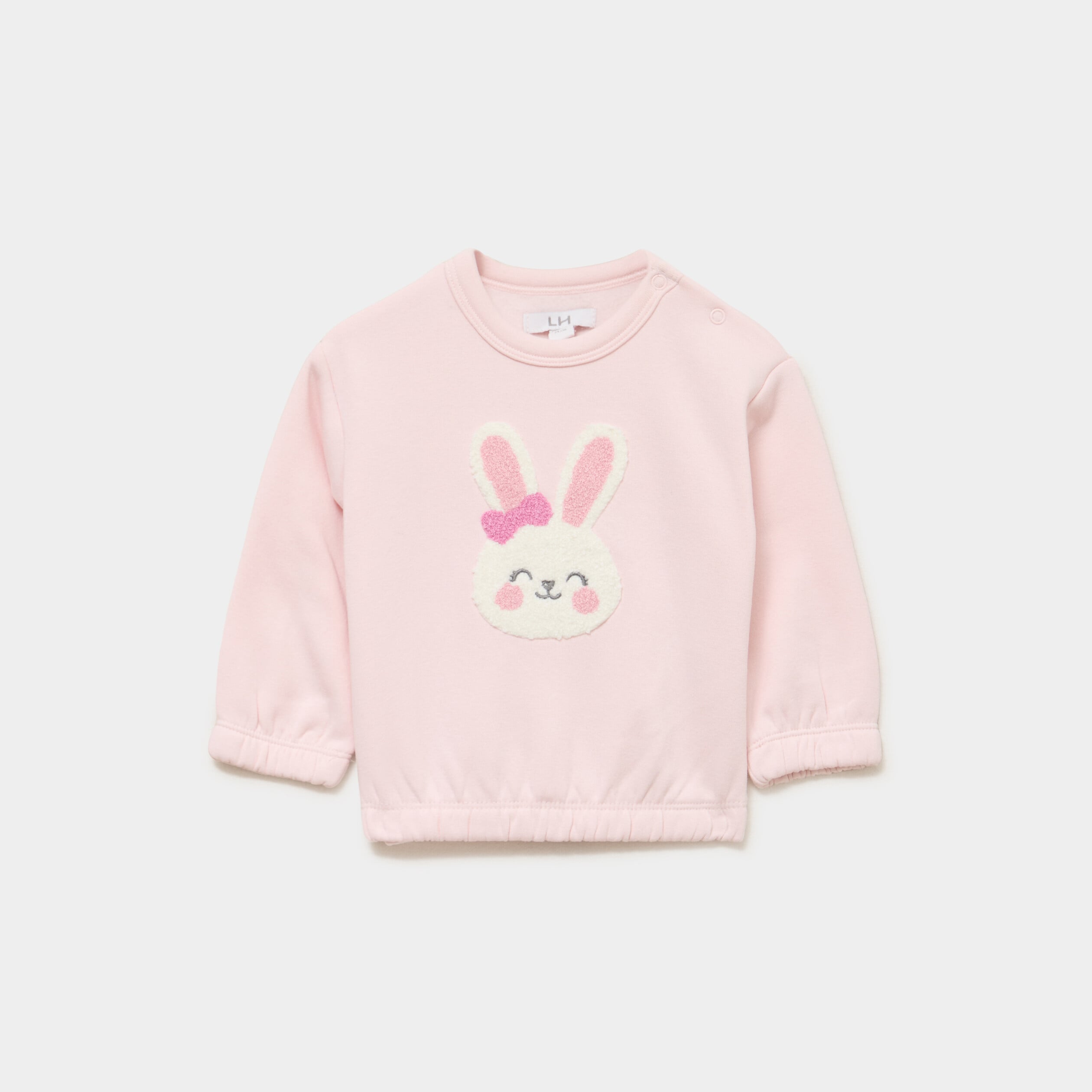 Sweat col rond manches longues rose clair b&eacute;b&eacute; fille
