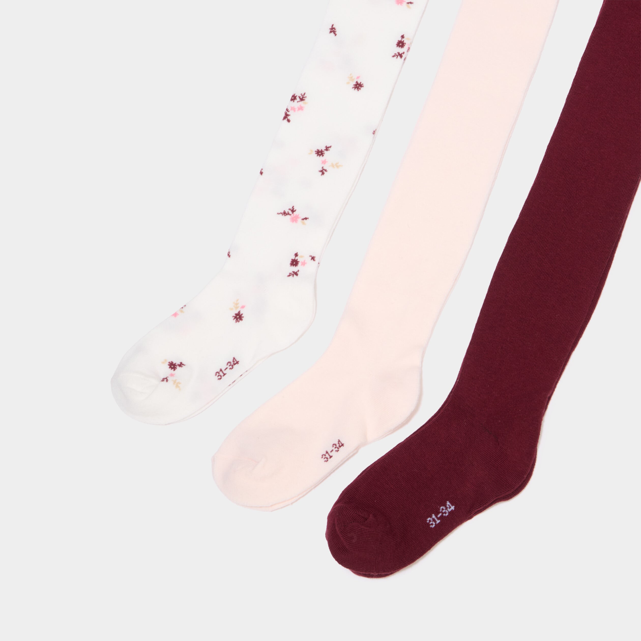 Lot 3 collants coton majoritaire ivoire fille