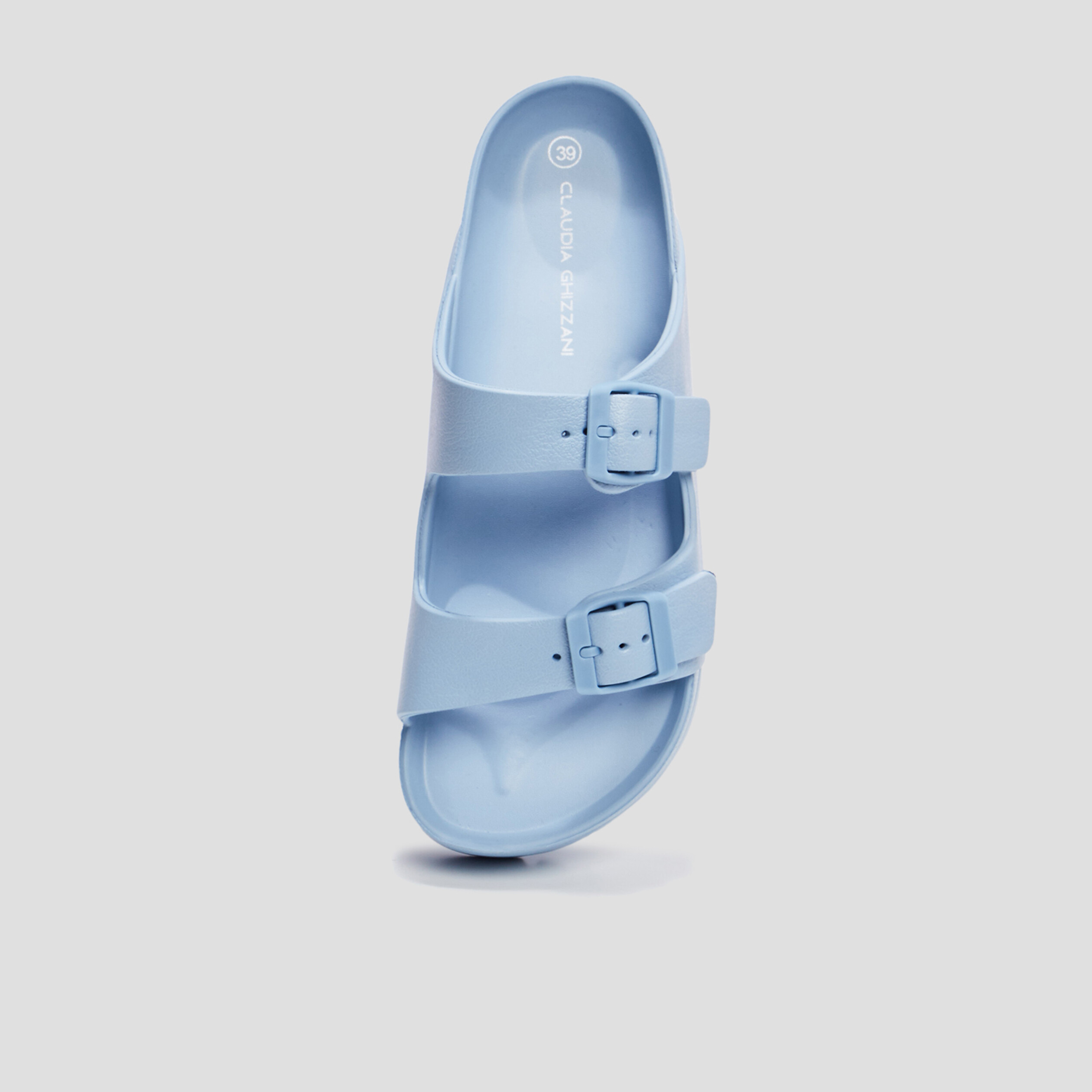 Mules de plage plateformes bleu femme