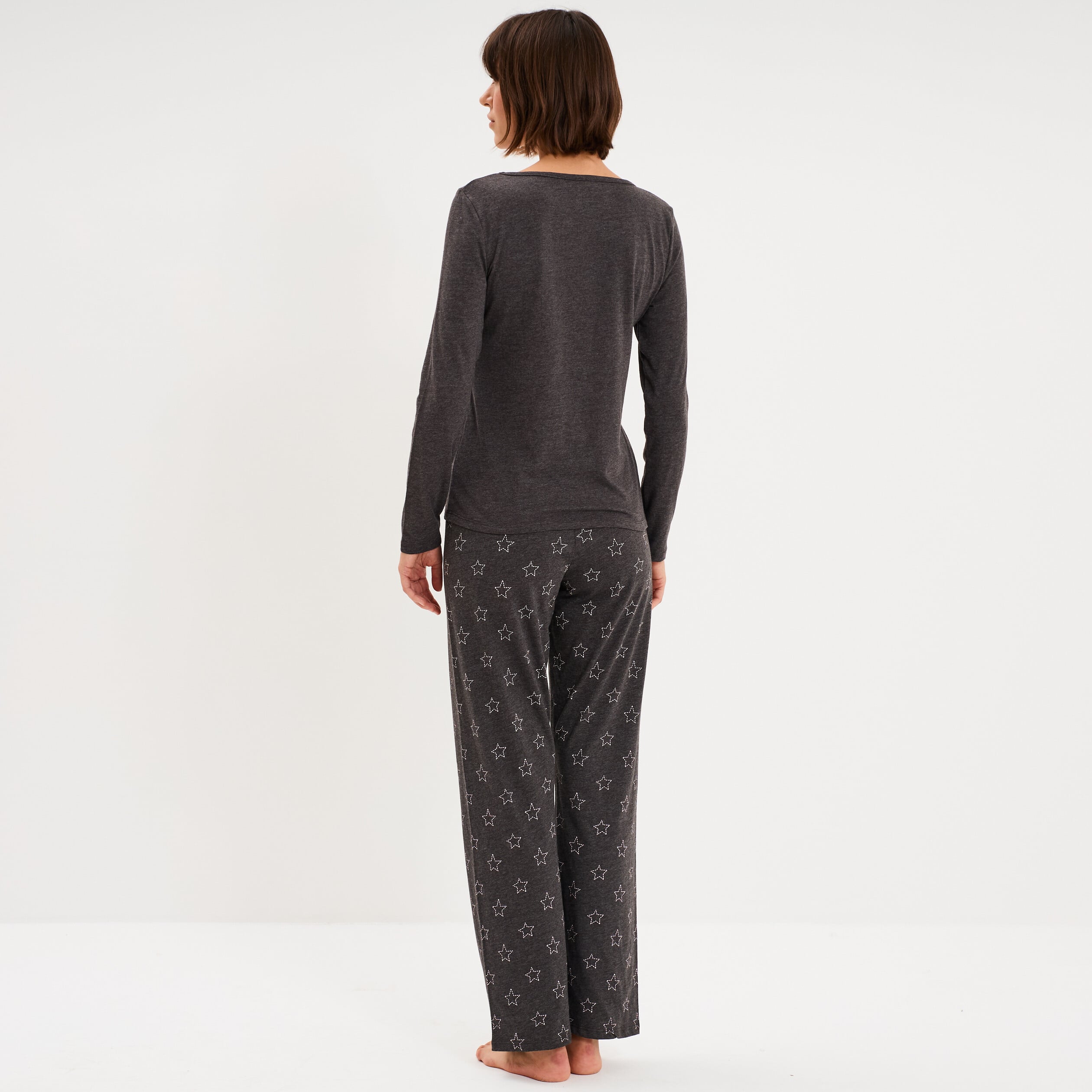 Ensemble pyjama No&euml;l 2 pi&egrave;ces gris fonc&eacute; femme