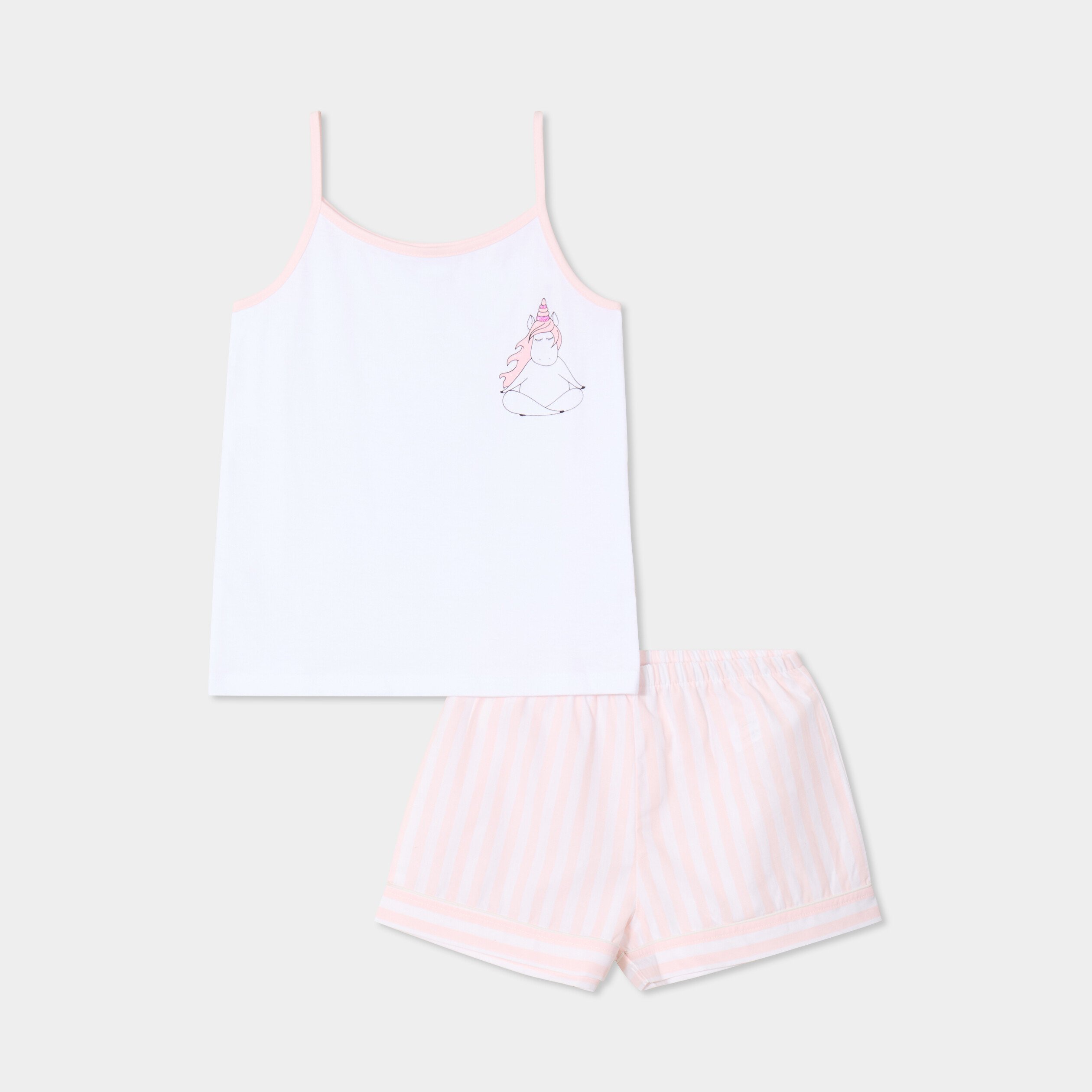 ensemble pyjama short et debardeur rose poudree fille Ensemble pyjama short et débardeur rose poudrée fille