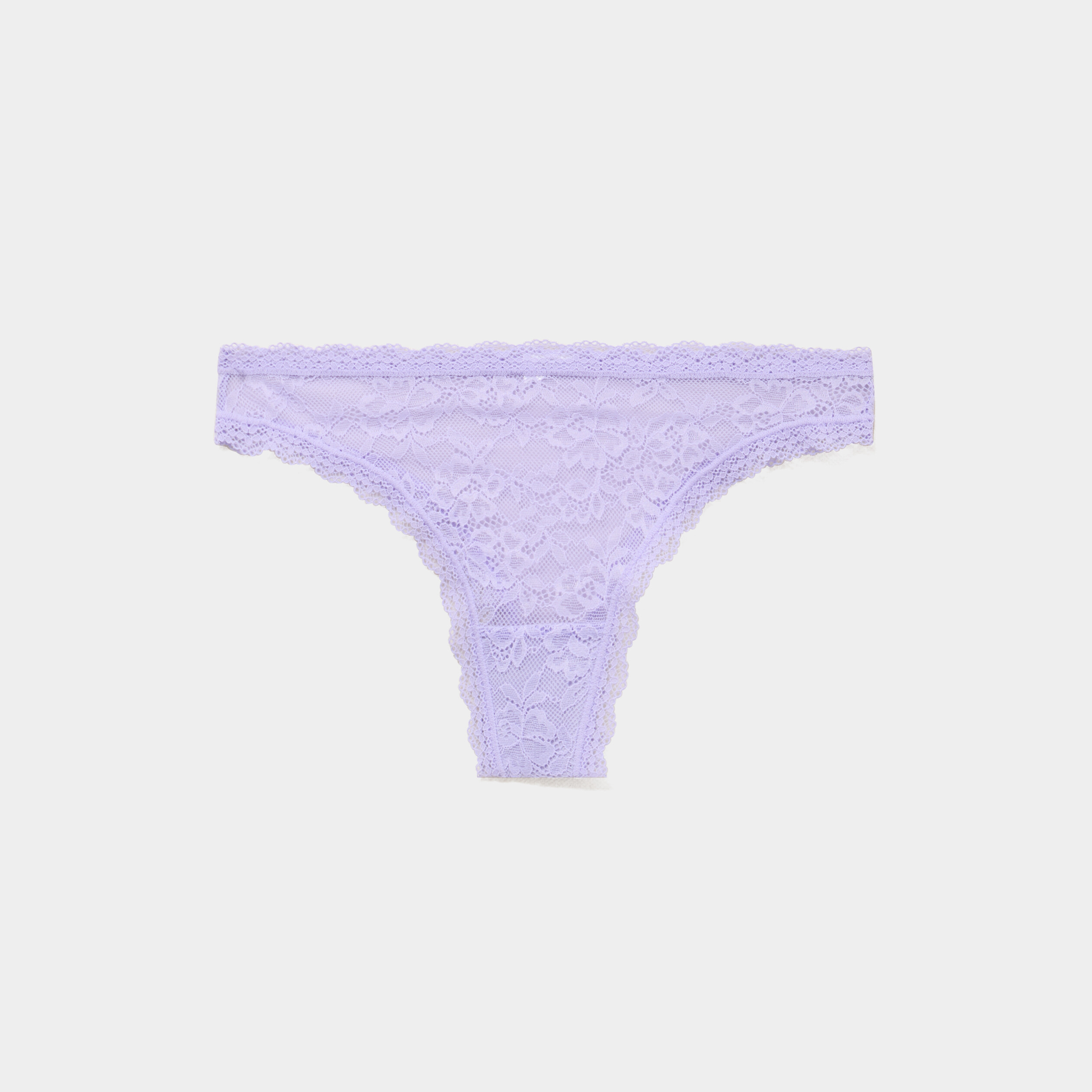 Tanga en dentelle doublure coton parme femme