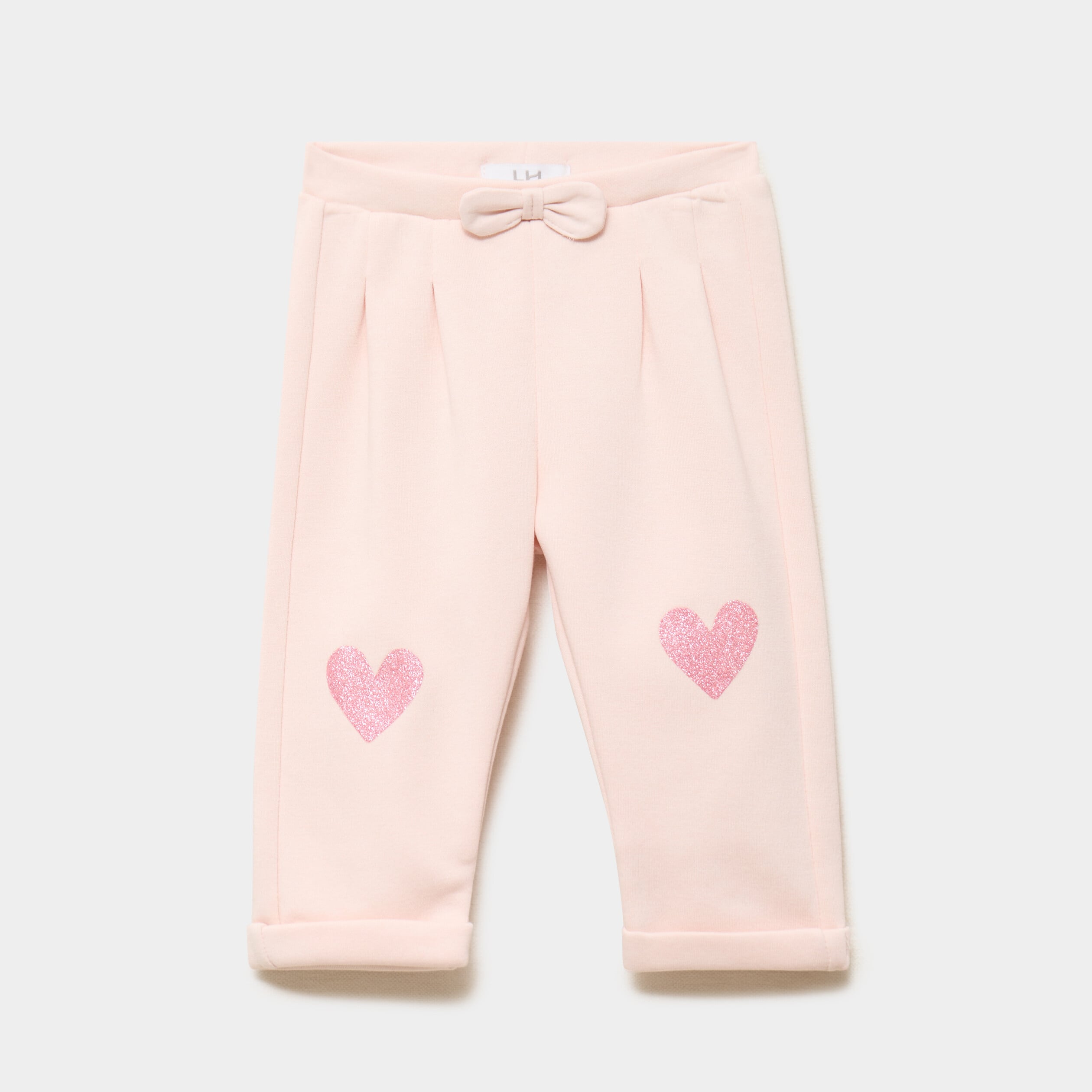 Pantalon de jogging avec pinces rose clair b&eacute;b&eacute; fille