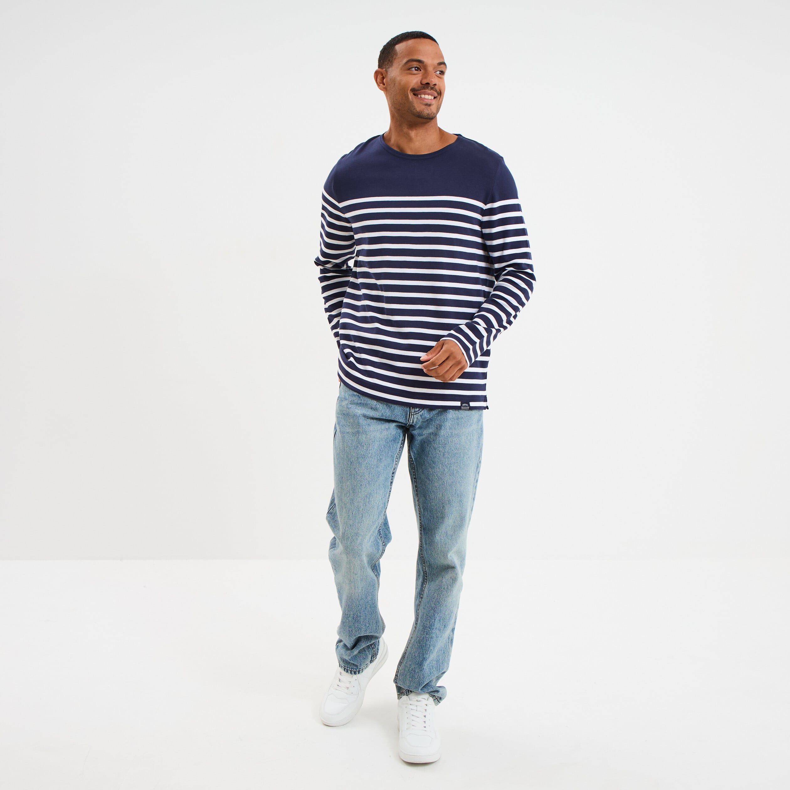 T-shirt manches longues coton bleu marine homme