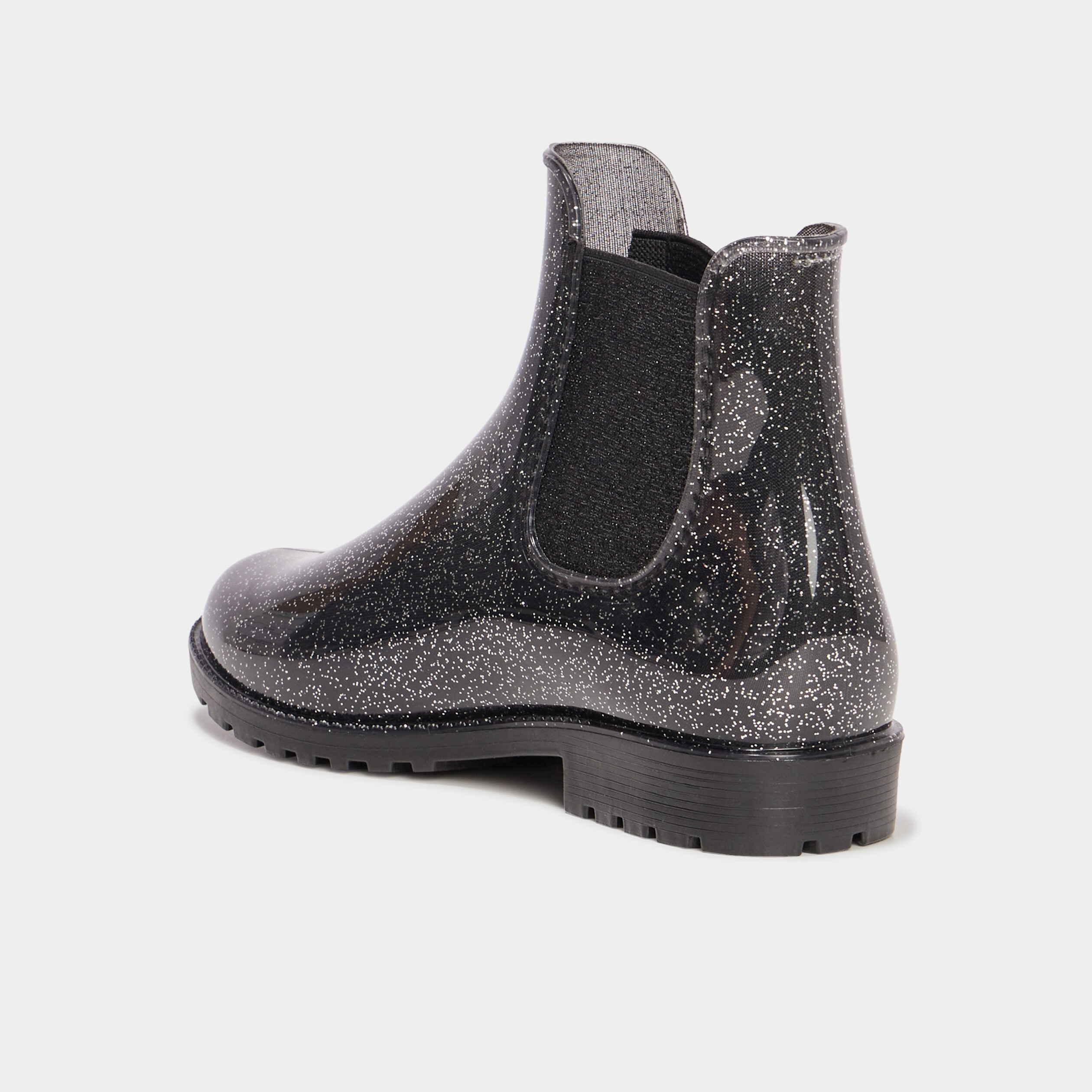 bottines de pluie chelsea a paillettes gris argent fille Bottines de pluie chelsea à paillettes gris argent fille
