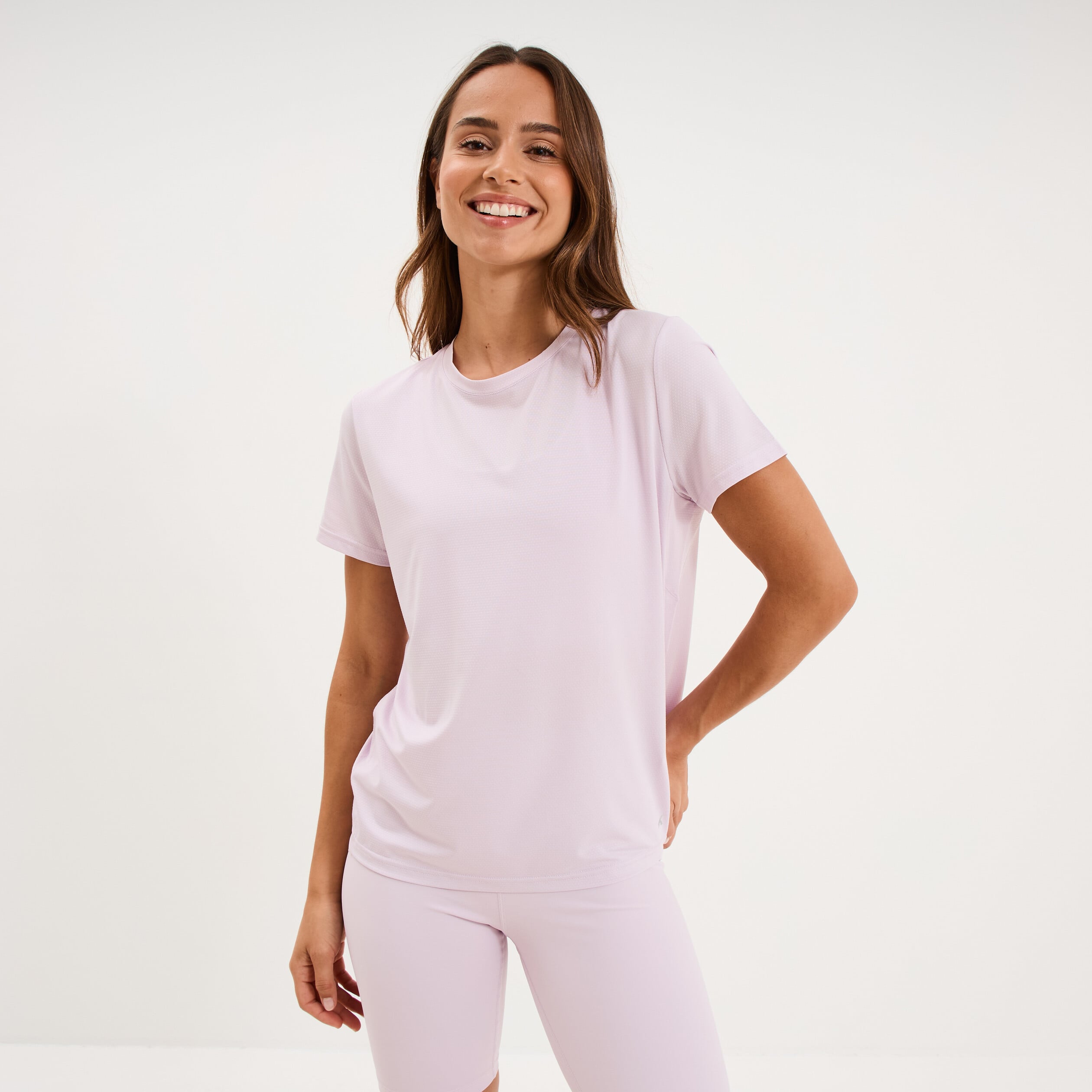T-shirt de sport droit manches courtes violet clair femme