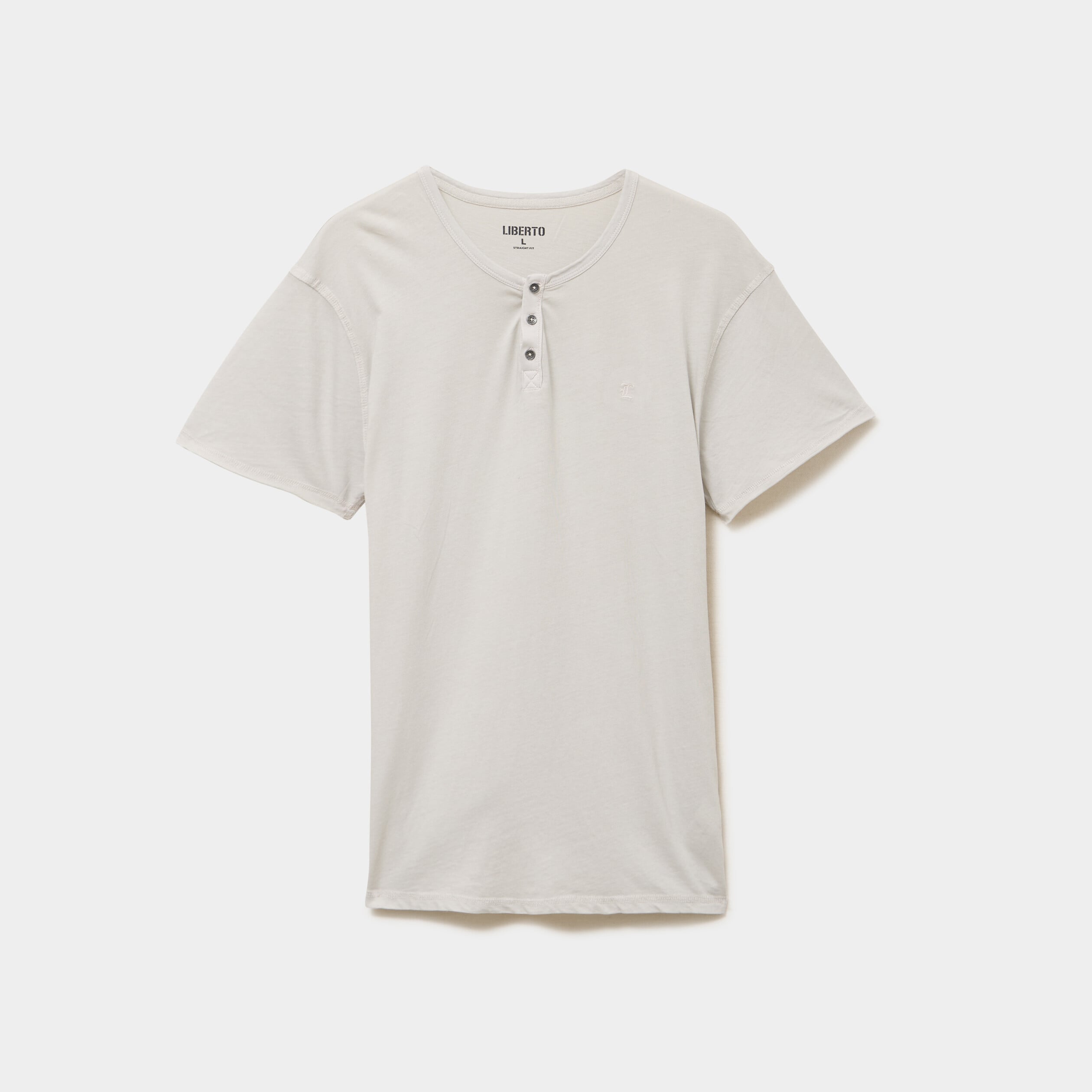 T-shirt col tunisien manches courte gris clair homme