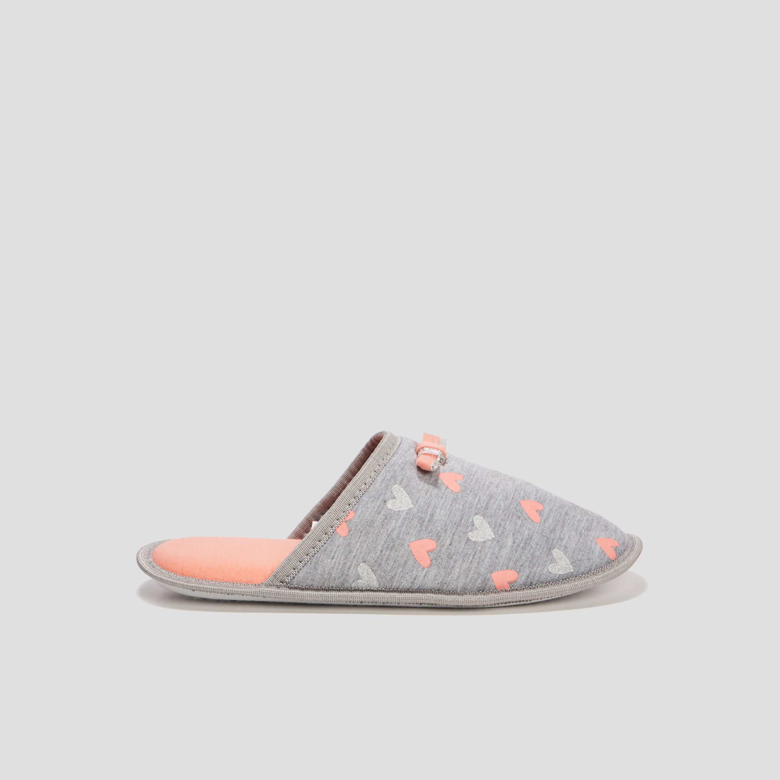 chaussons mules coeur gris femme Chaussons mules coeur gris femme